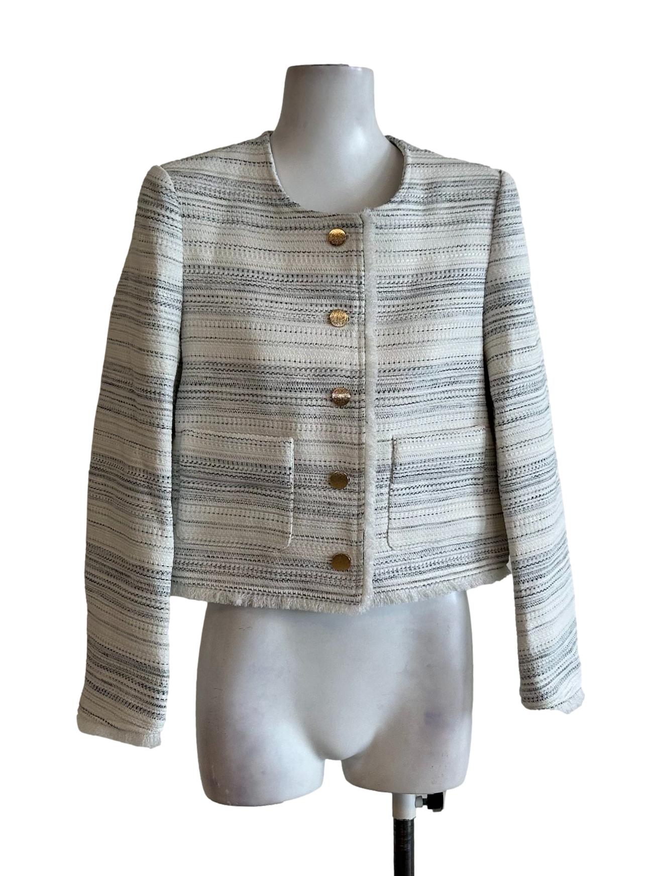 White Stripes Tweed Jacket