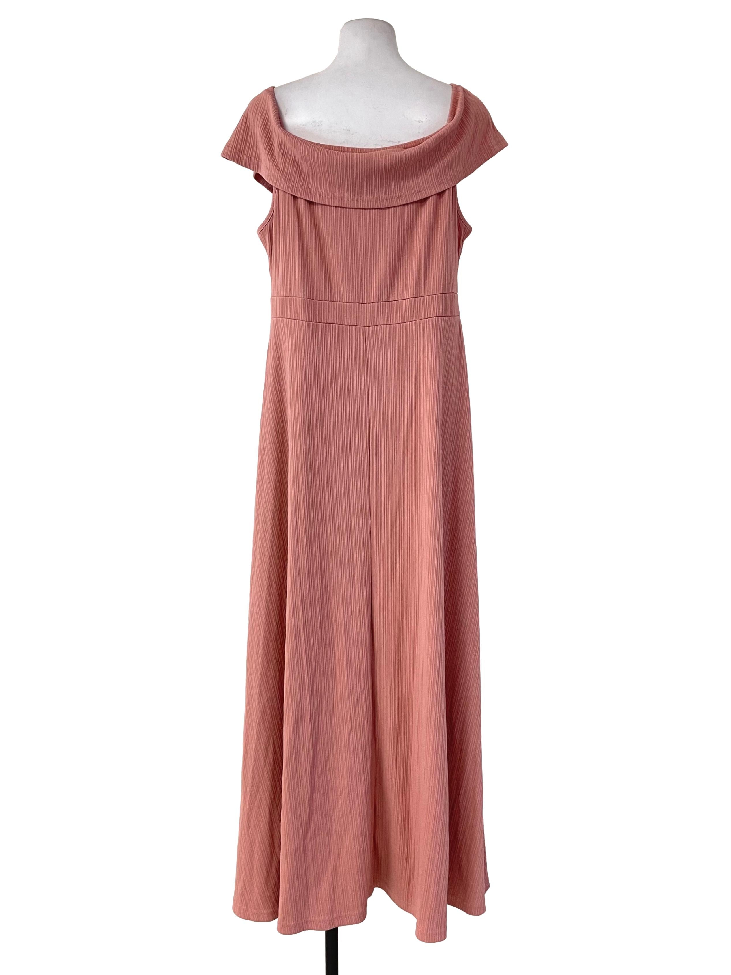 Shein Salmon Pink Ribbed Sweetheart Dress | REFASH