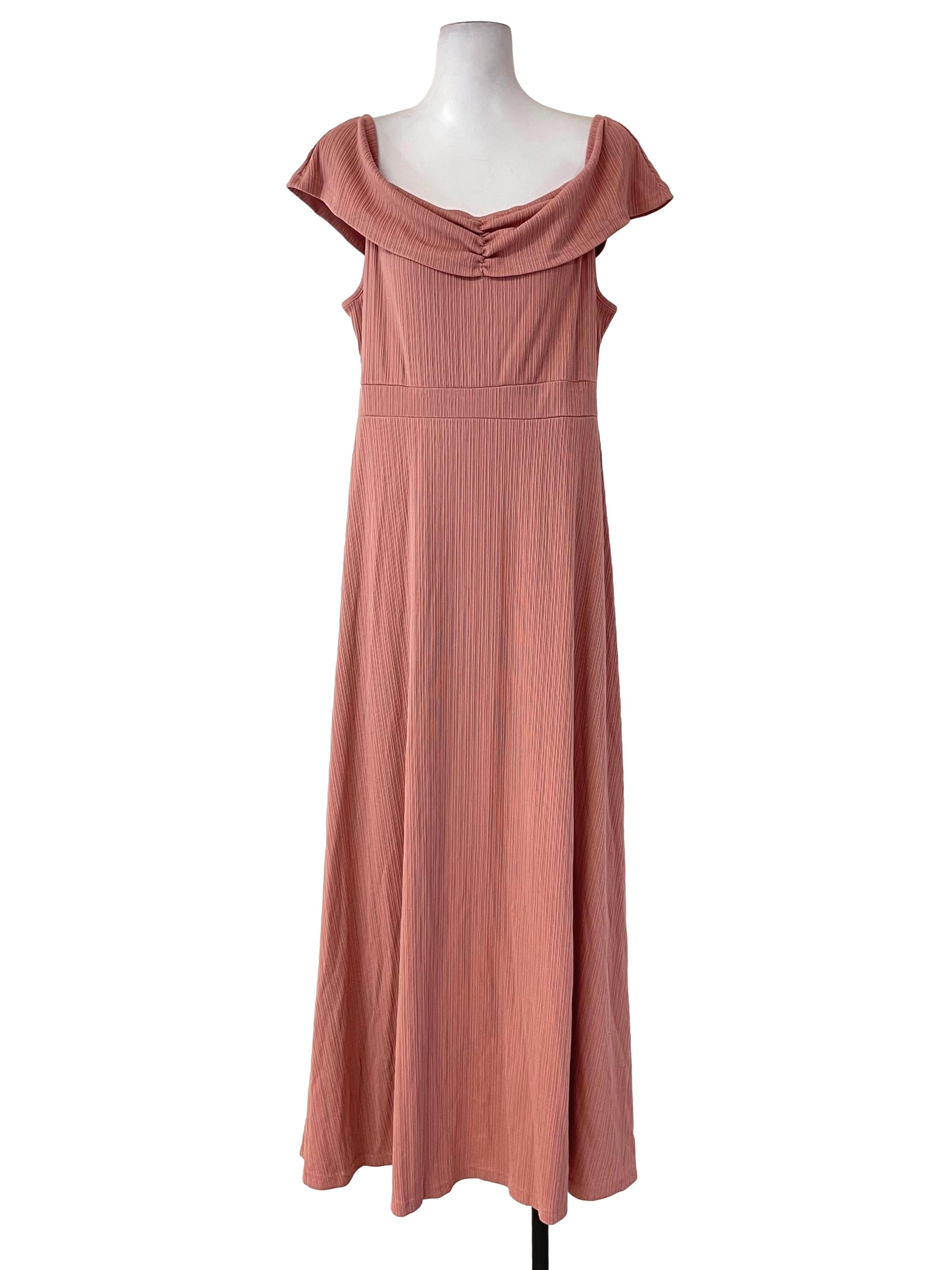 Shein Salmon Pink Ribbed Sweetheart Dress | REFASH
