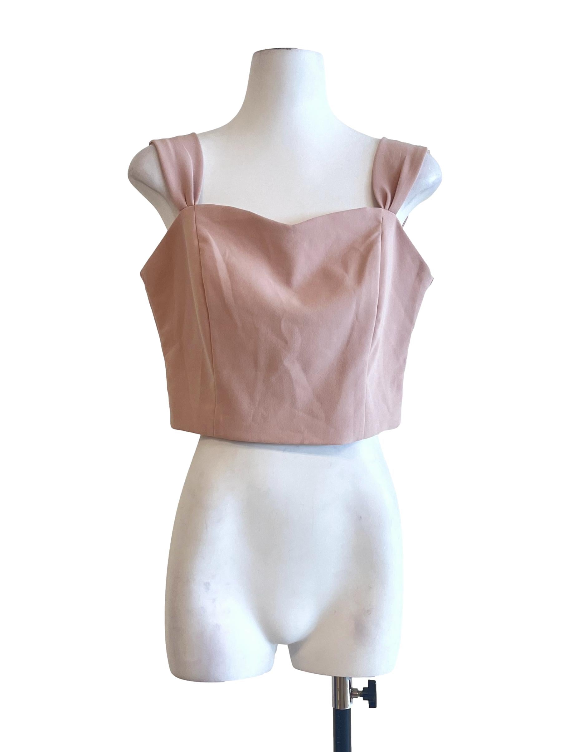 Salmon Pink Sweetheart Sleeveless Top