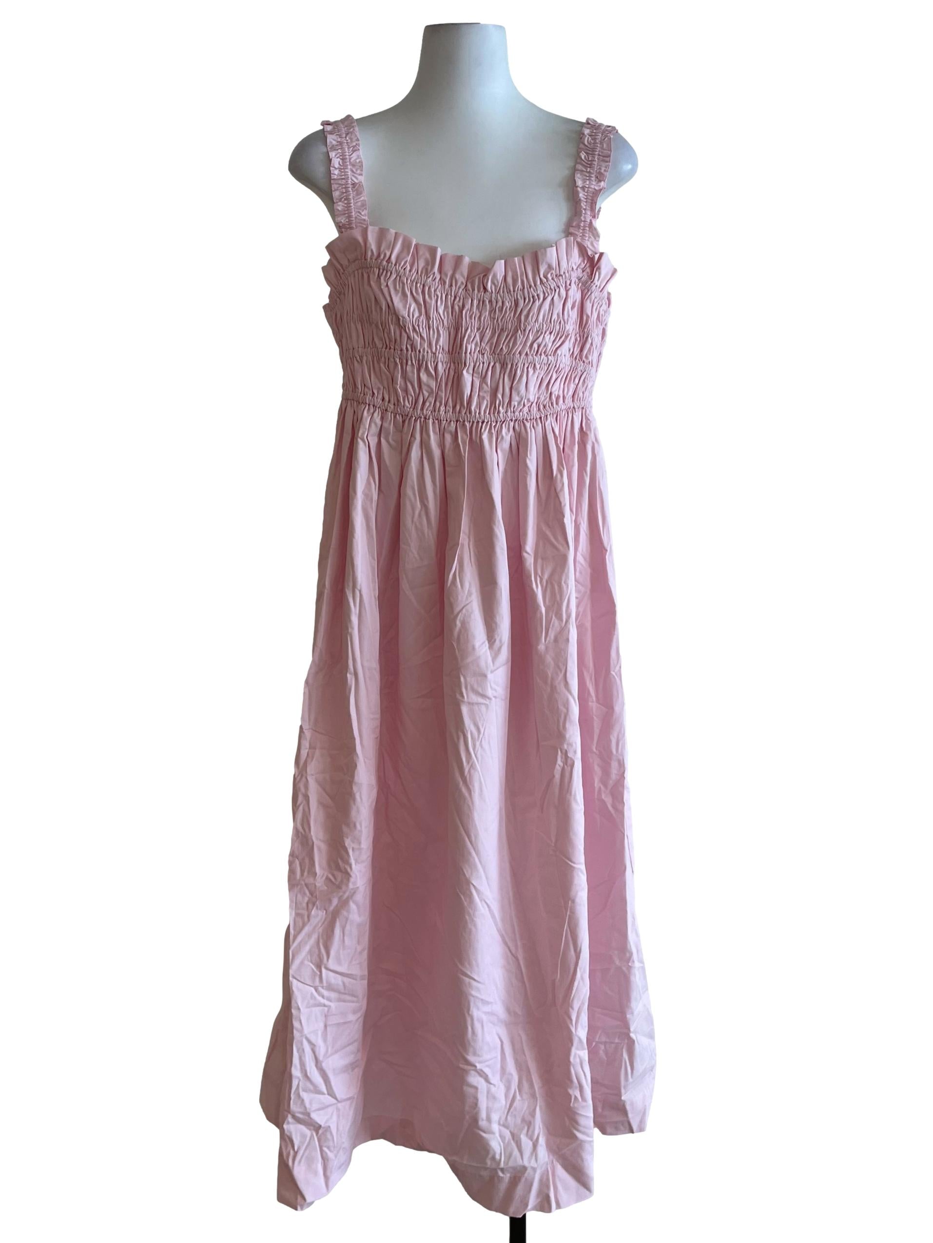 Blush Pink Pleated A-Line Dress