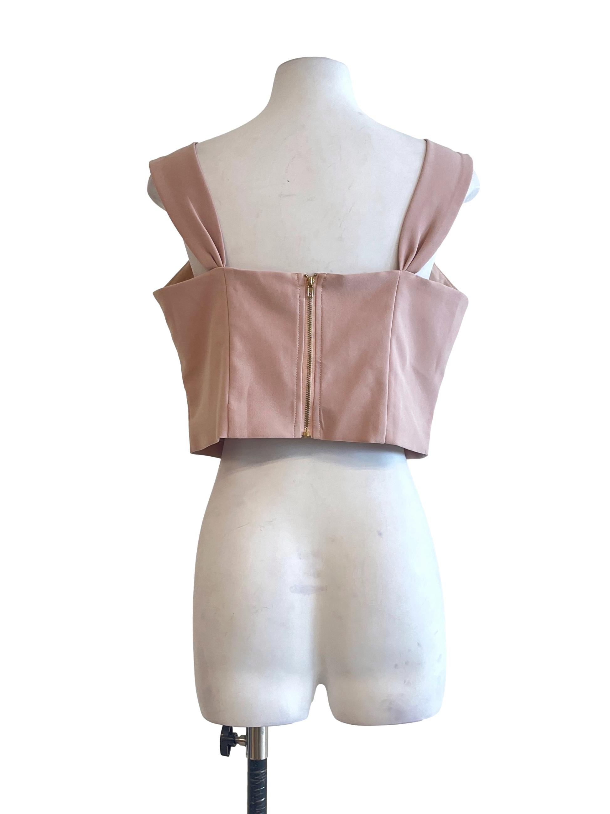 Salmon Pink Sweetheart Sleeveless Top