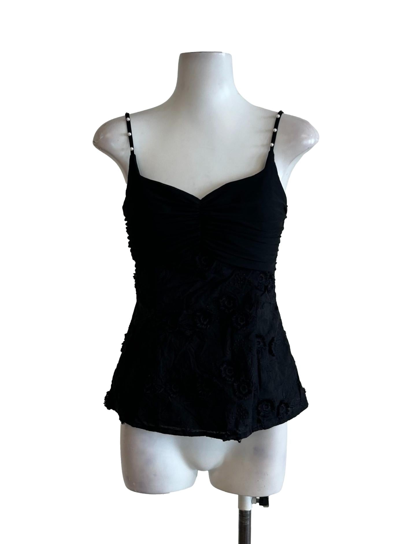 Soot Black Embroidered Top
