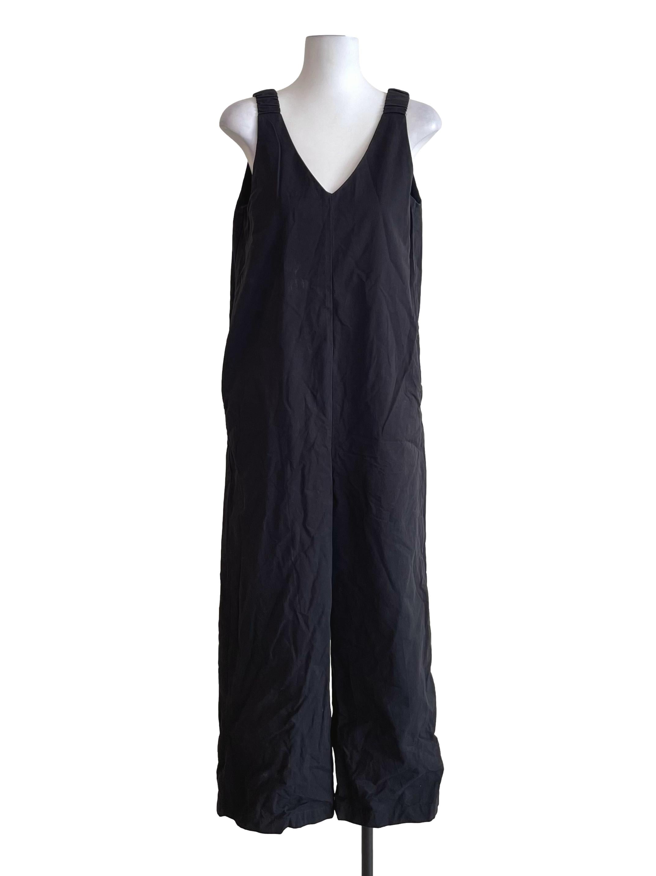 Charcoal Black V Neck Jumpsuit TEM