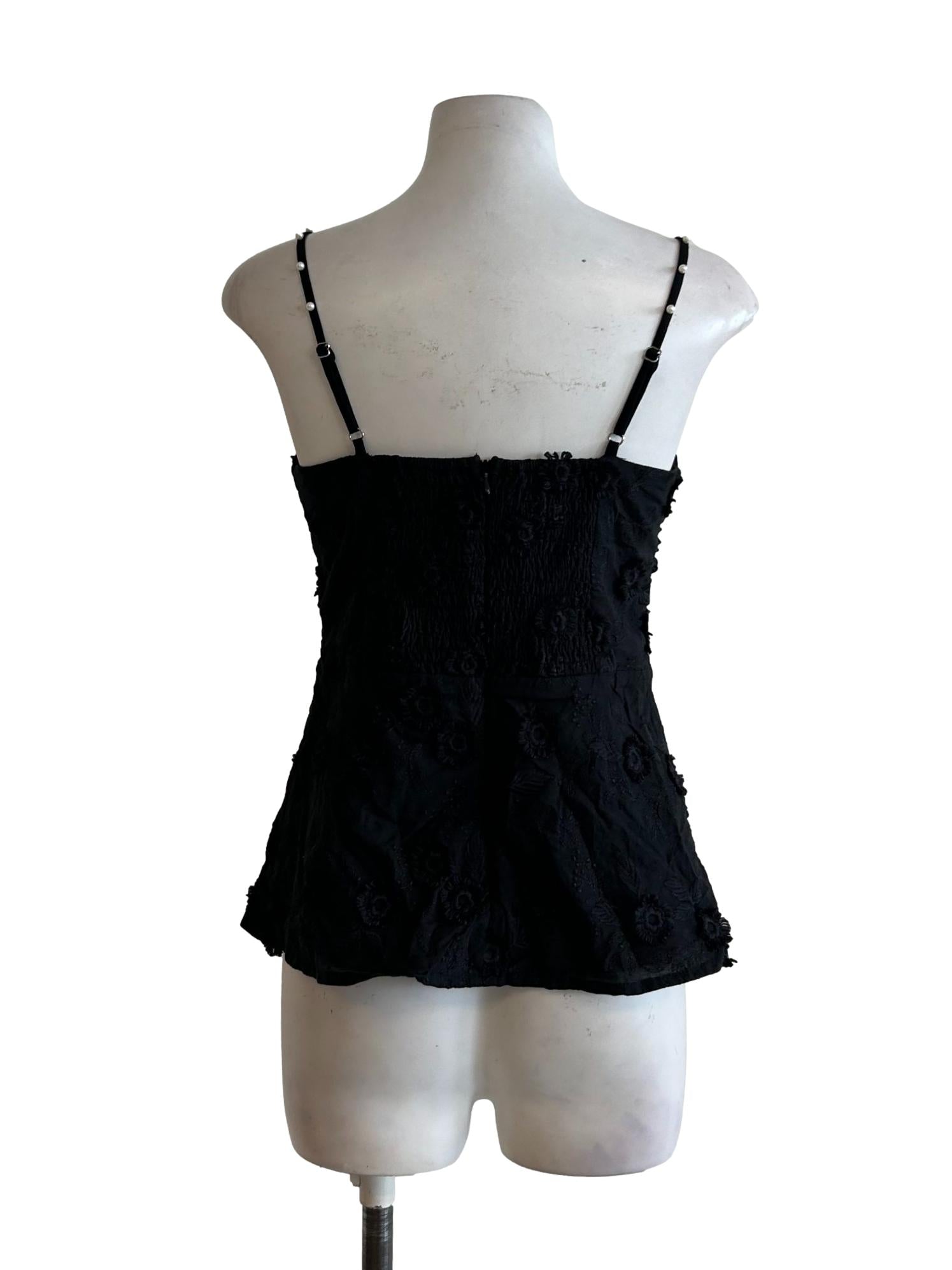 Soot Black Embroidered Top