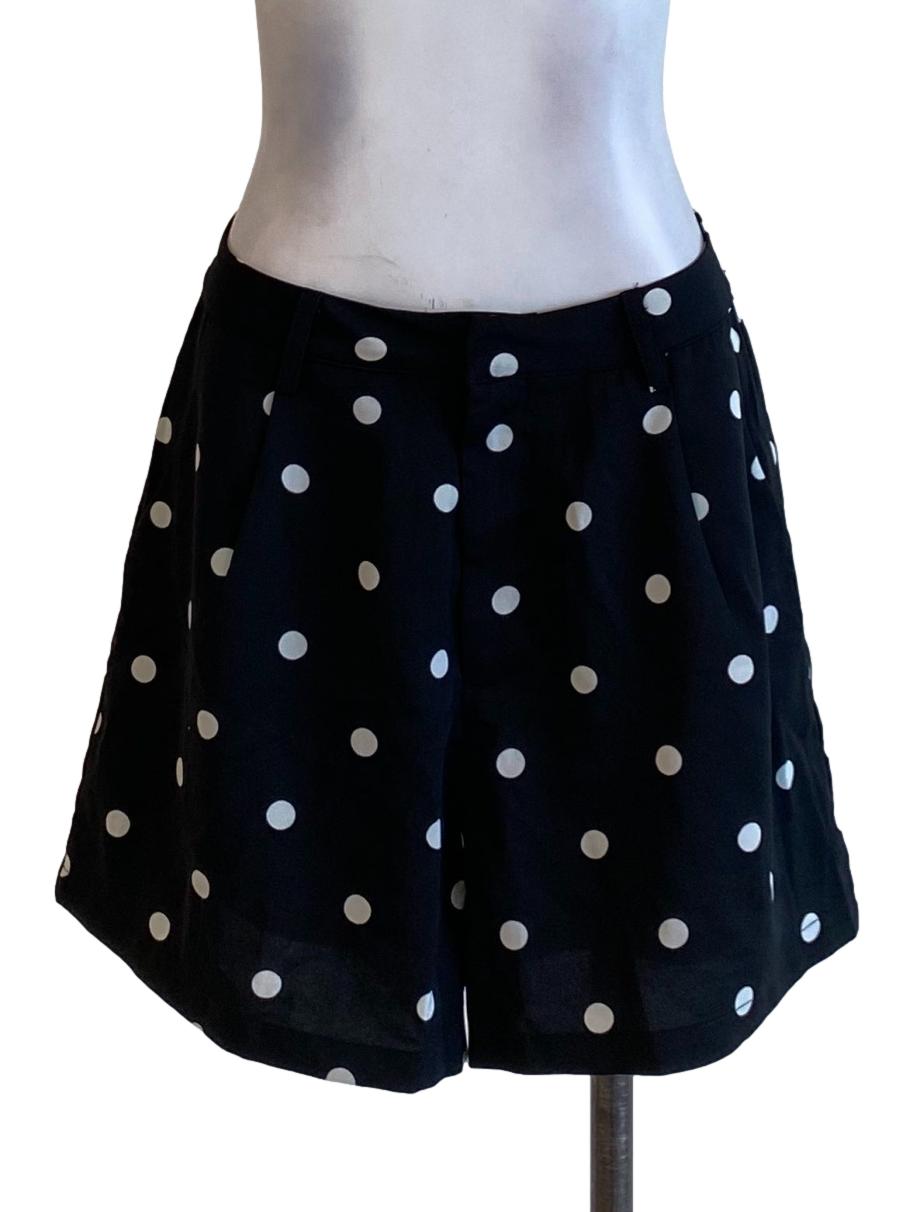 Ebony Black Polkadot Loose Casual Shorts