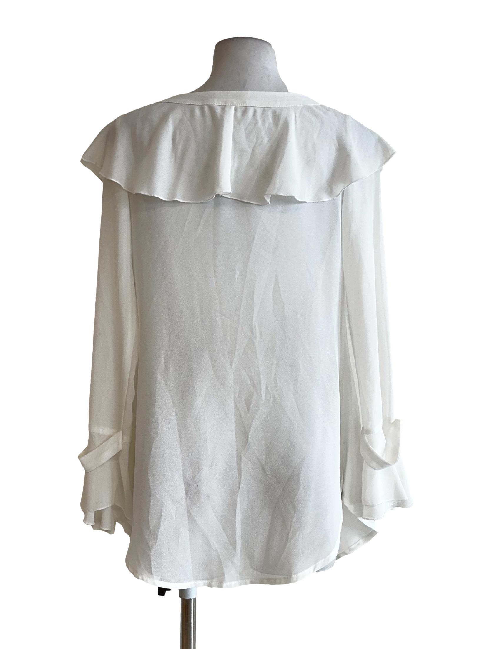 Daisy White Ruffles Pattern Blouses