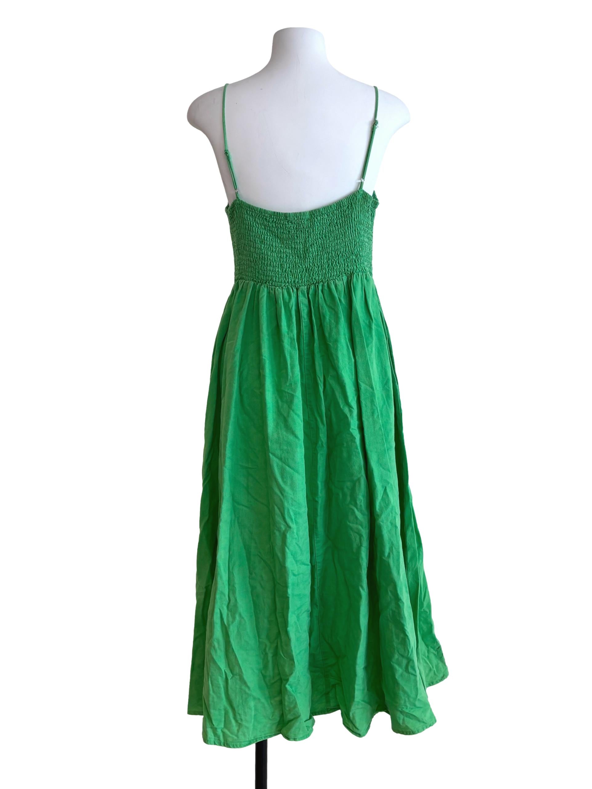 Parakeet Green Smocked A-Line Dress