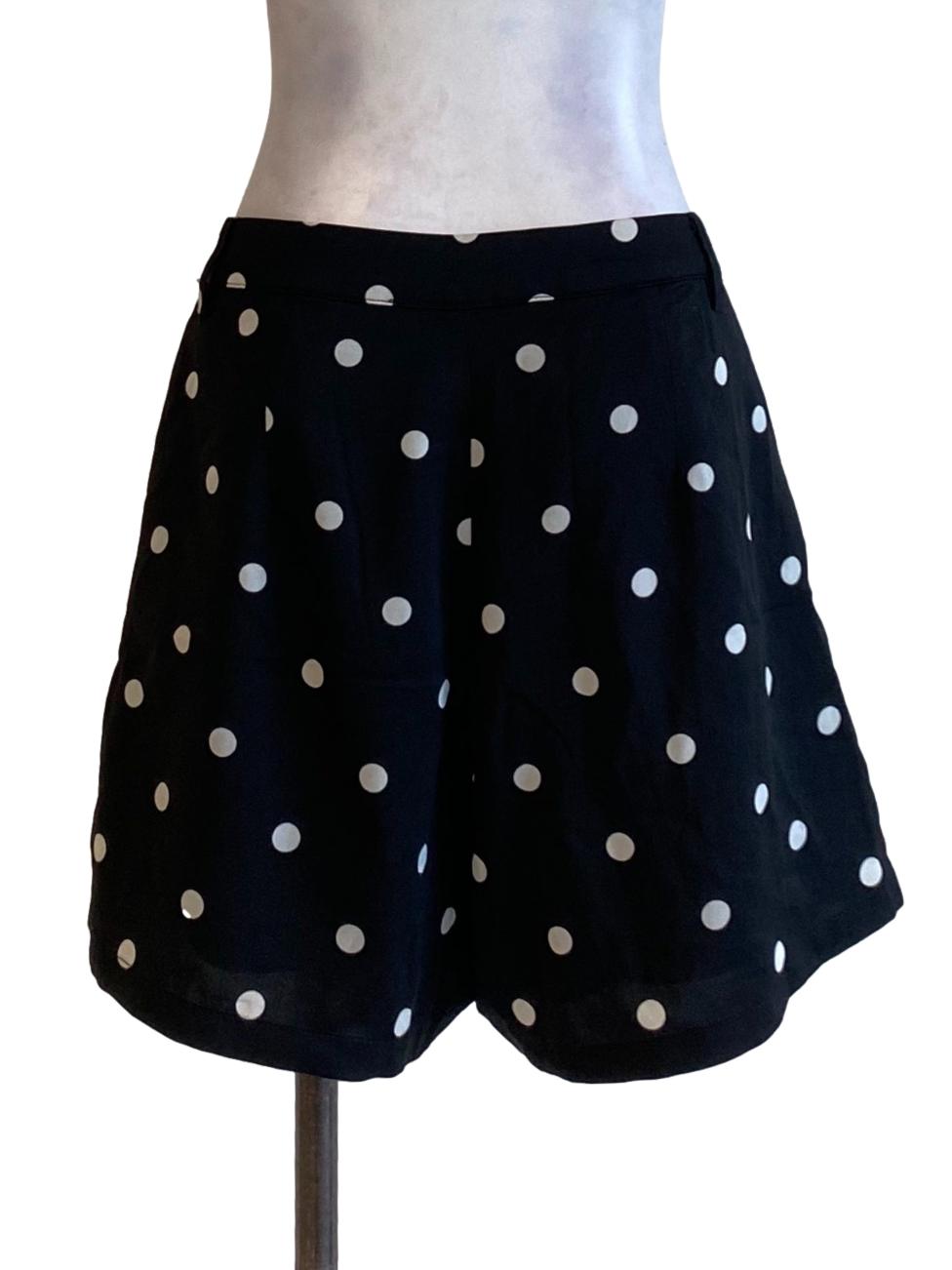 Ebony Black Polkadot Loose Casual Shorts