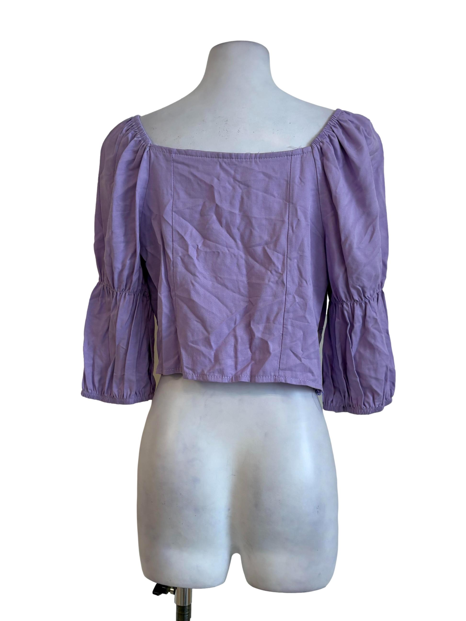 Lilac Cinched Waist Buttoned Top