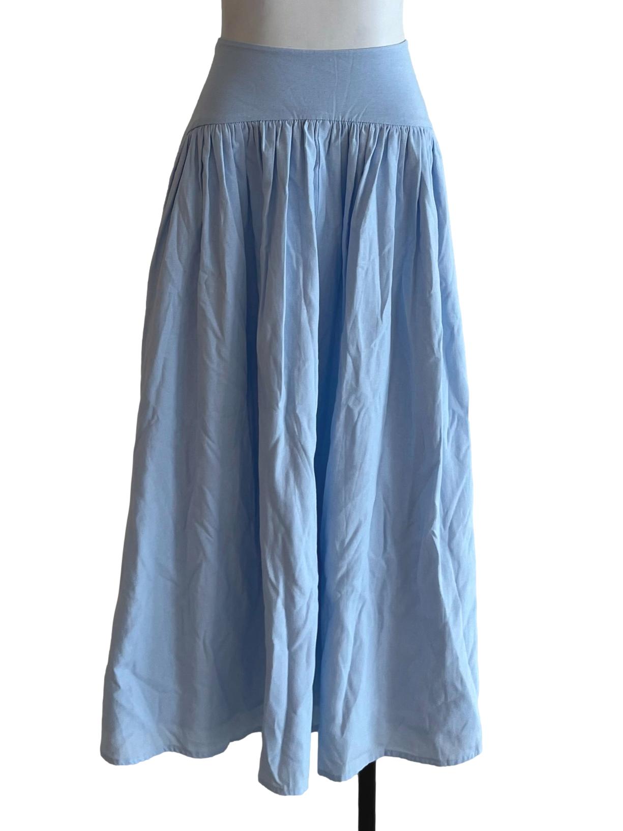 Sky Blue High-Waisted A-Line Skirt