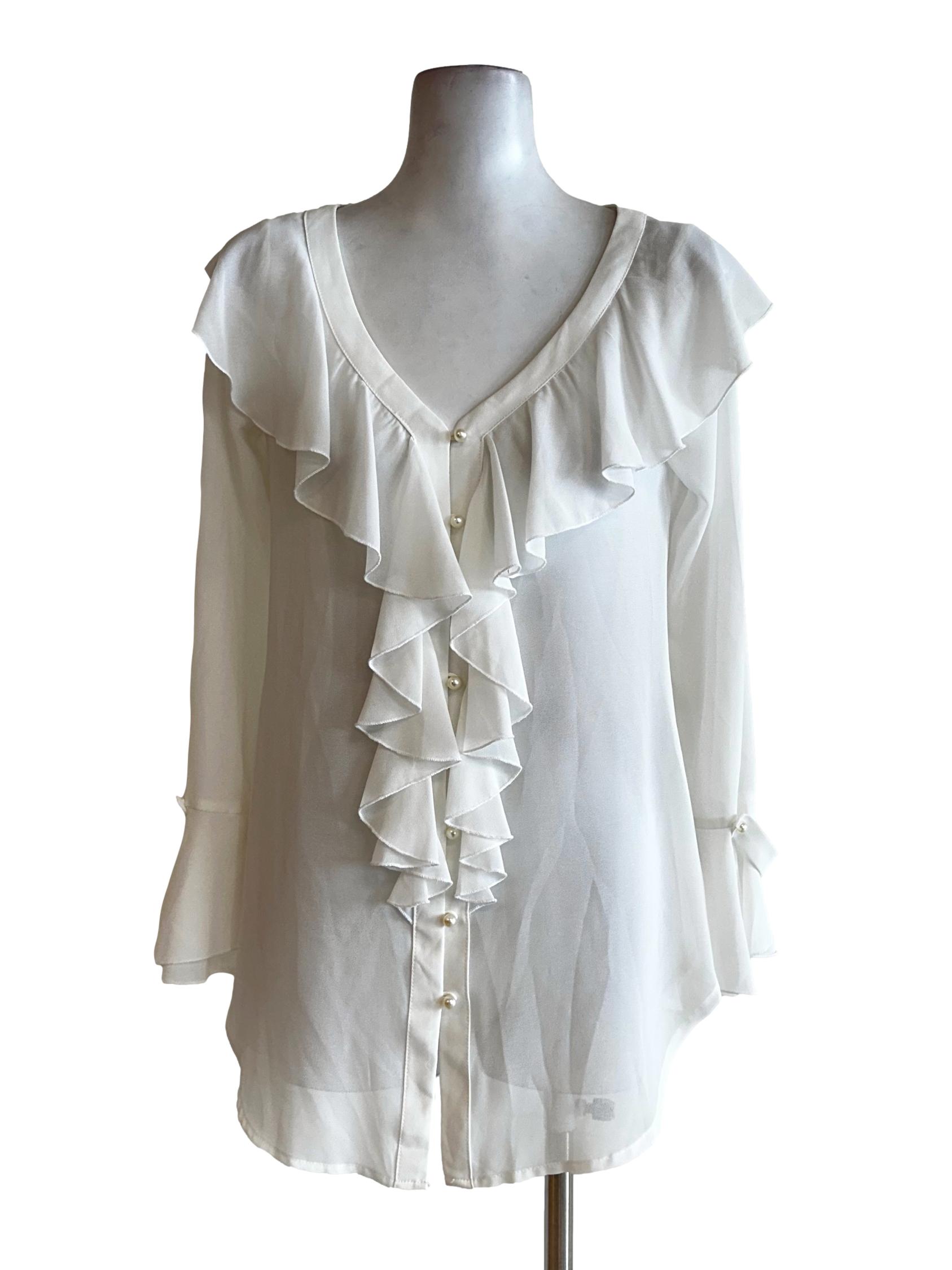 Daisy White Ruffles Pattern Blouses