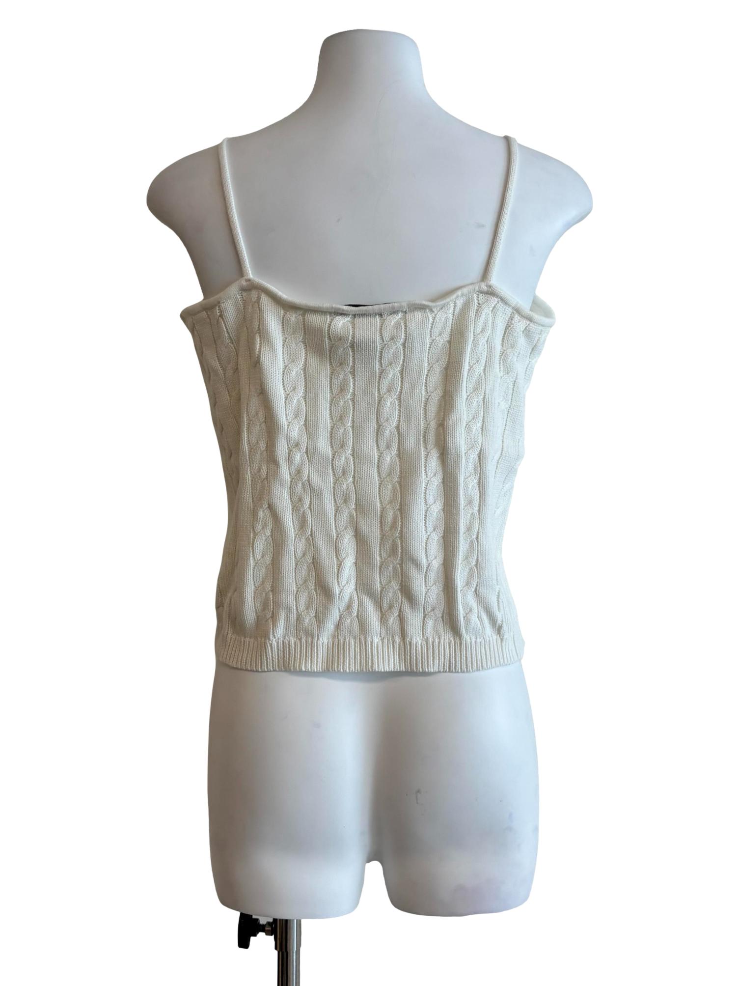 Powder White Sleeveless Knit Top