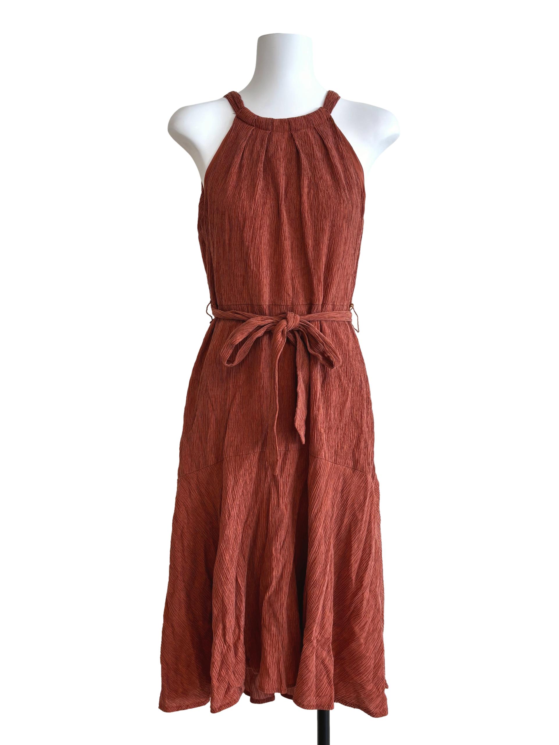 Sienna Brown Halter Textured Dress