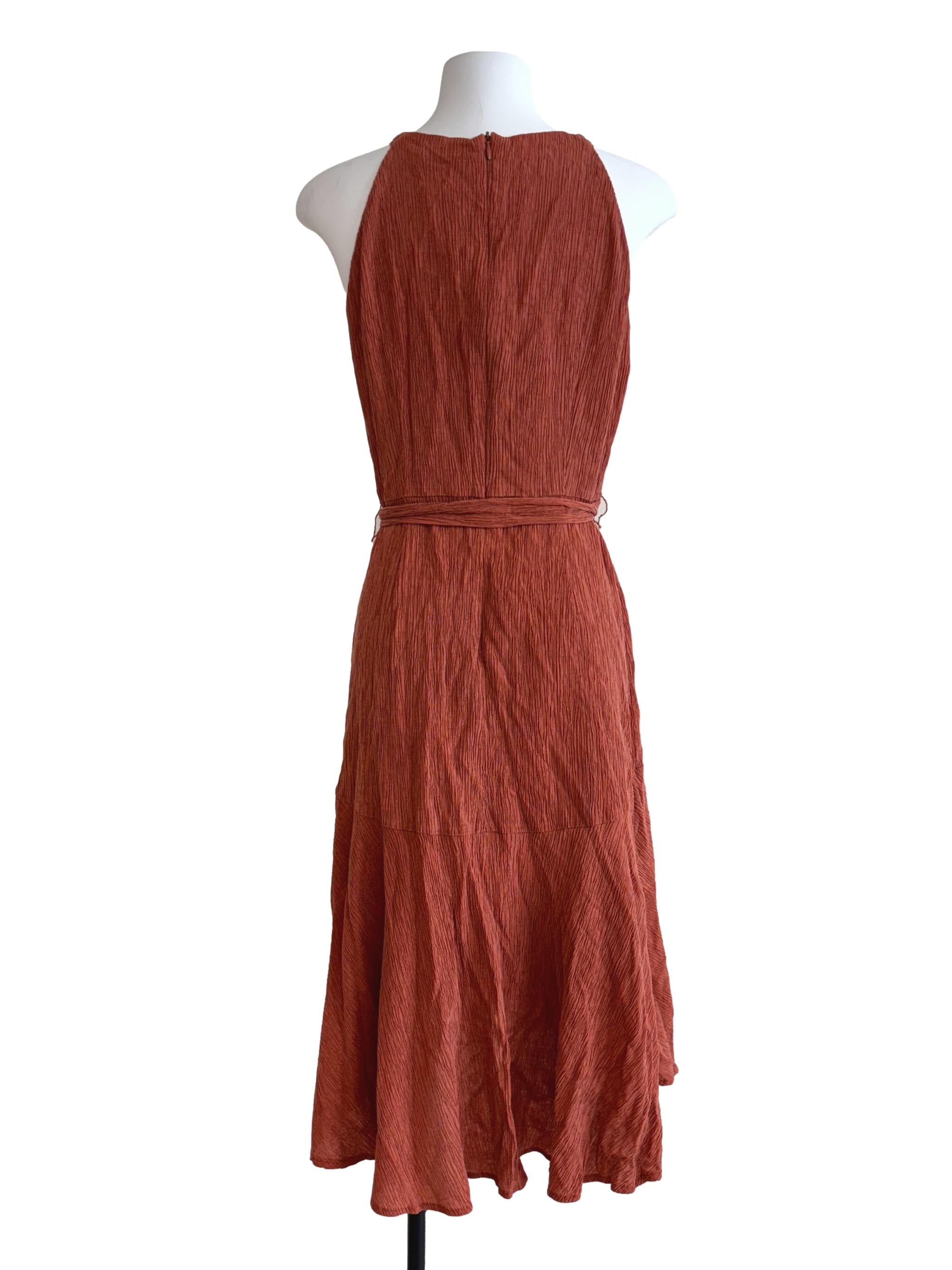 Sienna Brown Halter Textured Dress