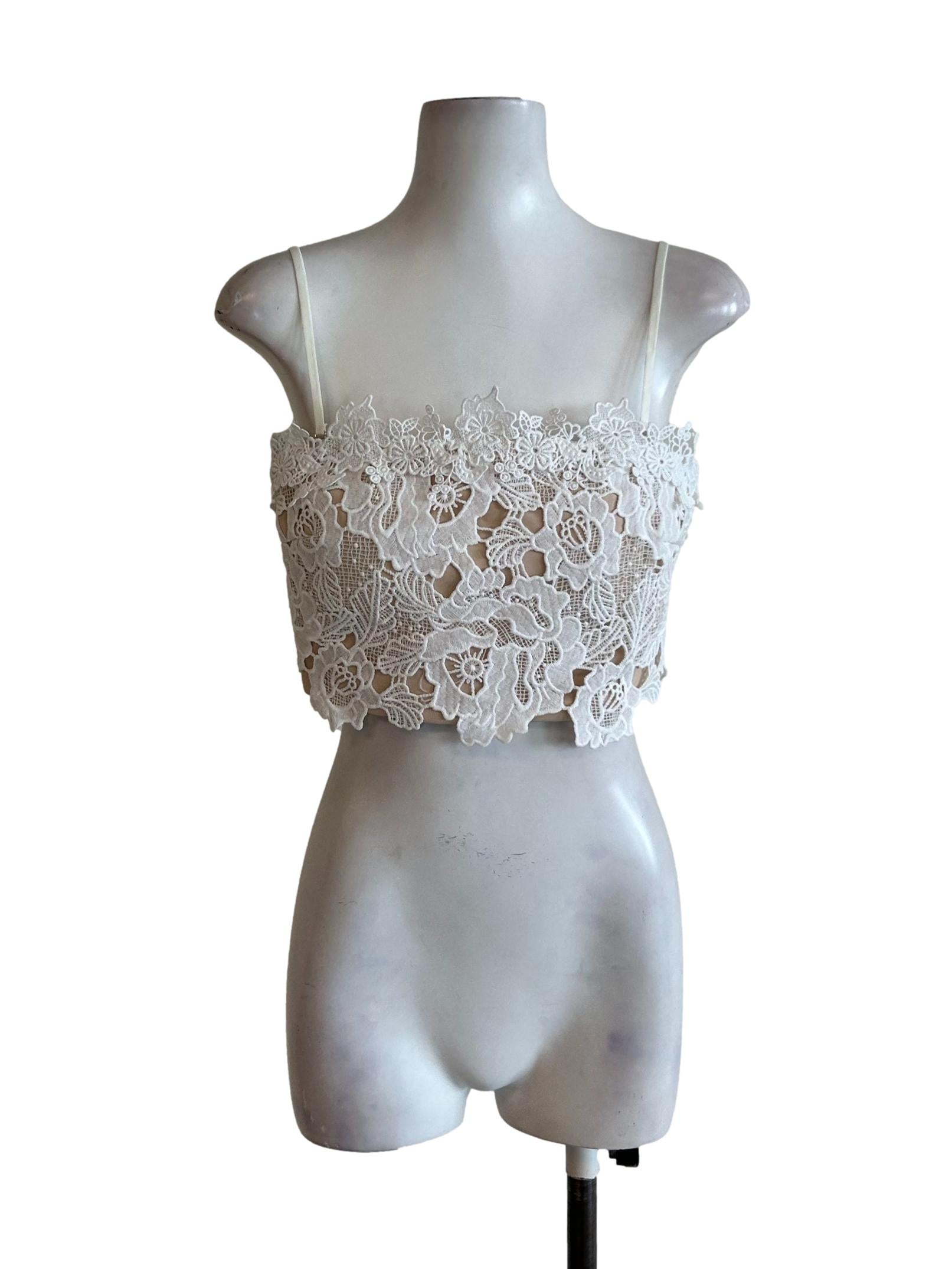 White Lace Crop Top