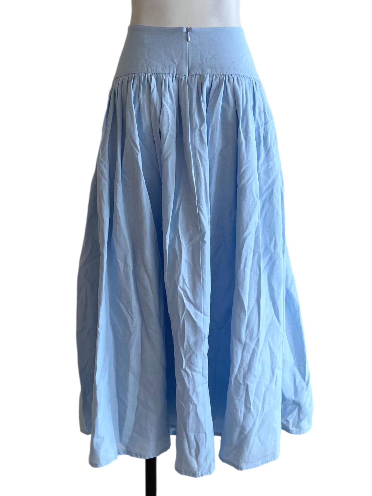 Sky Blue High-Waisted A-Line Skirt