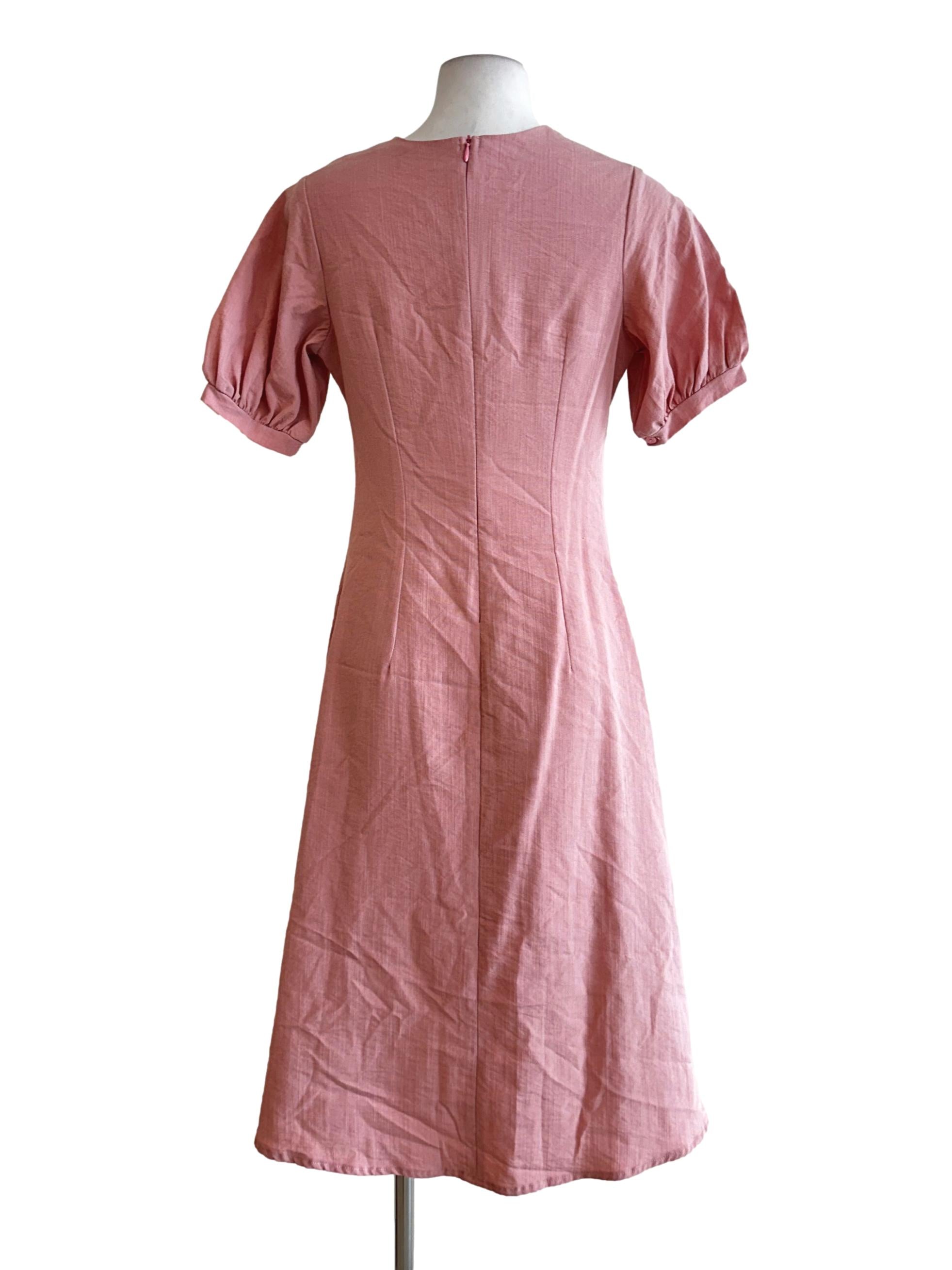 Coral Pink Round Neck Dress