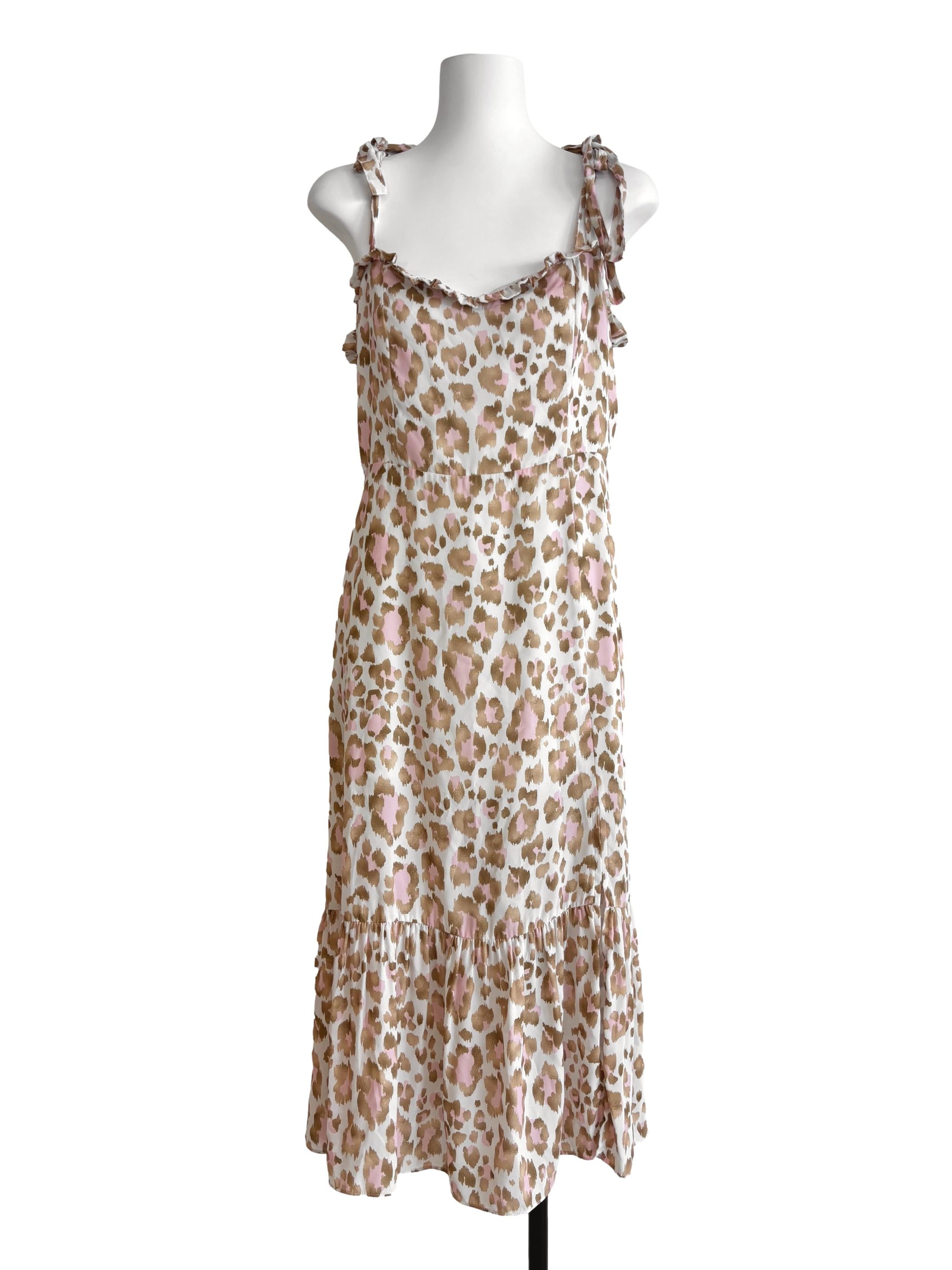 Sepia Leopard Print Ruffle Dress