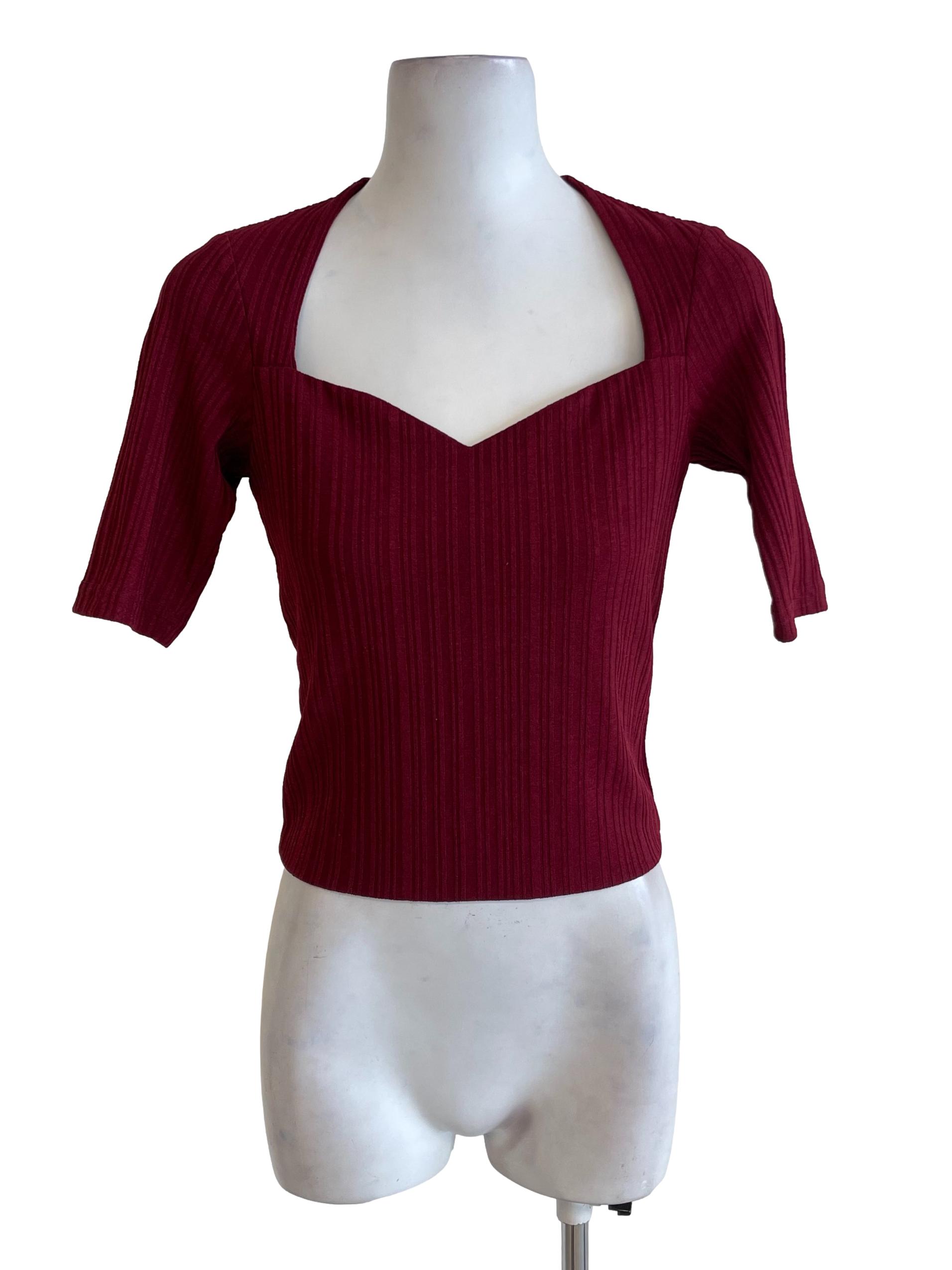 Red Wine Queen Anne Fitted Top