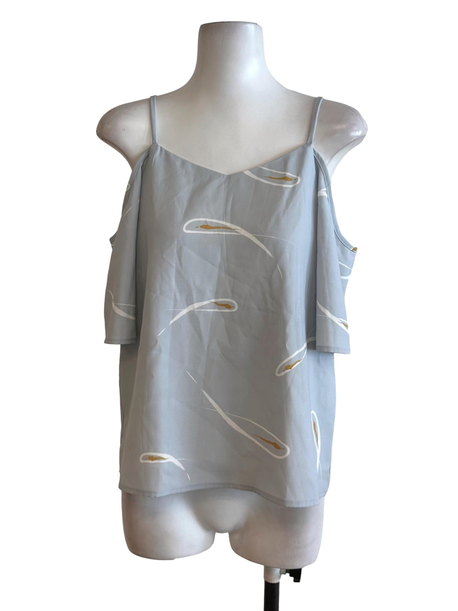 Pale Blue Pattern Off Shoulder Top