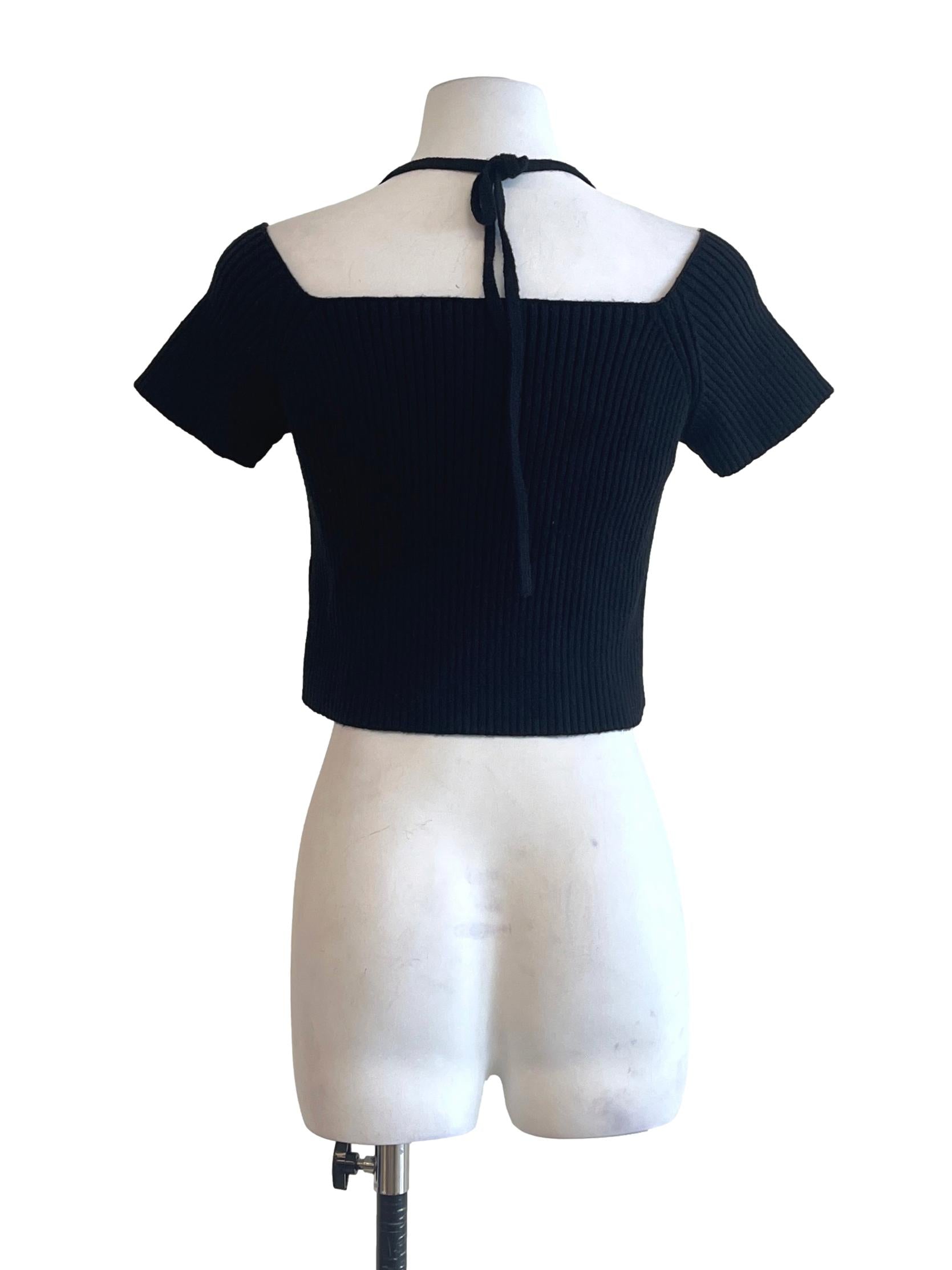 Ink Black Halter Strap Off Shoulder Top