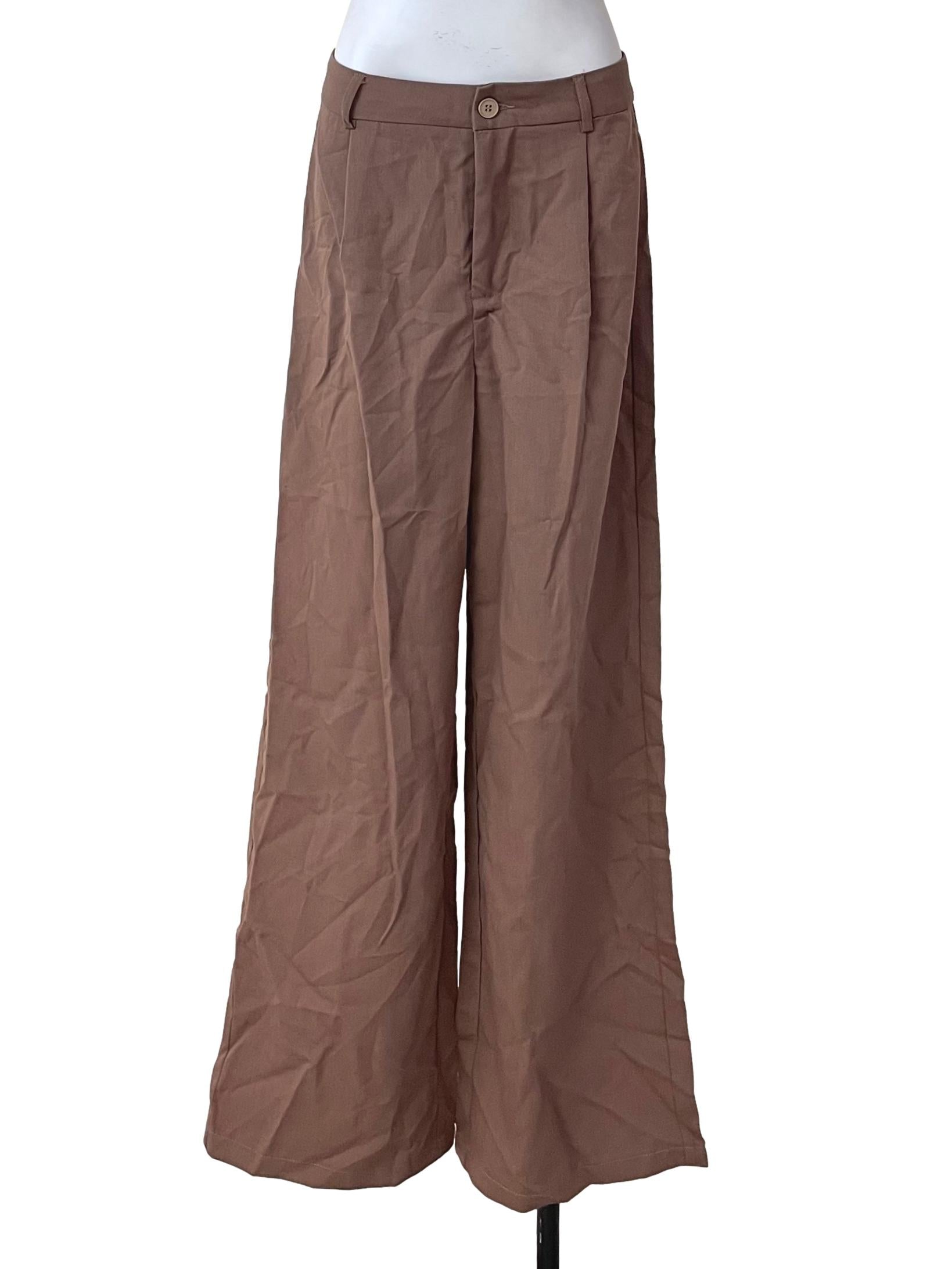 Shein Mauve Brown Straight Pants | REFASH