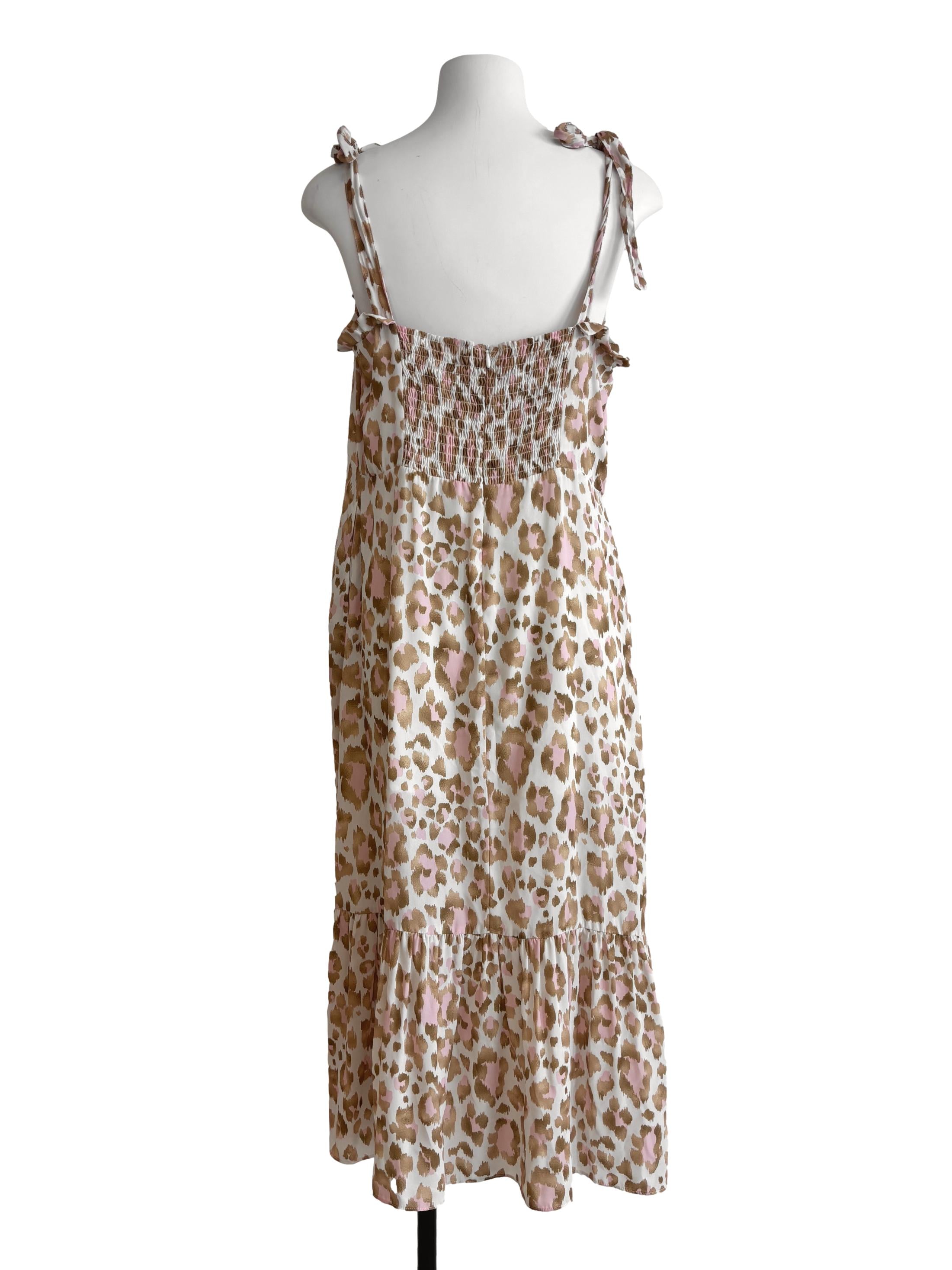 Sepia Leopard Print Ruffle Dress