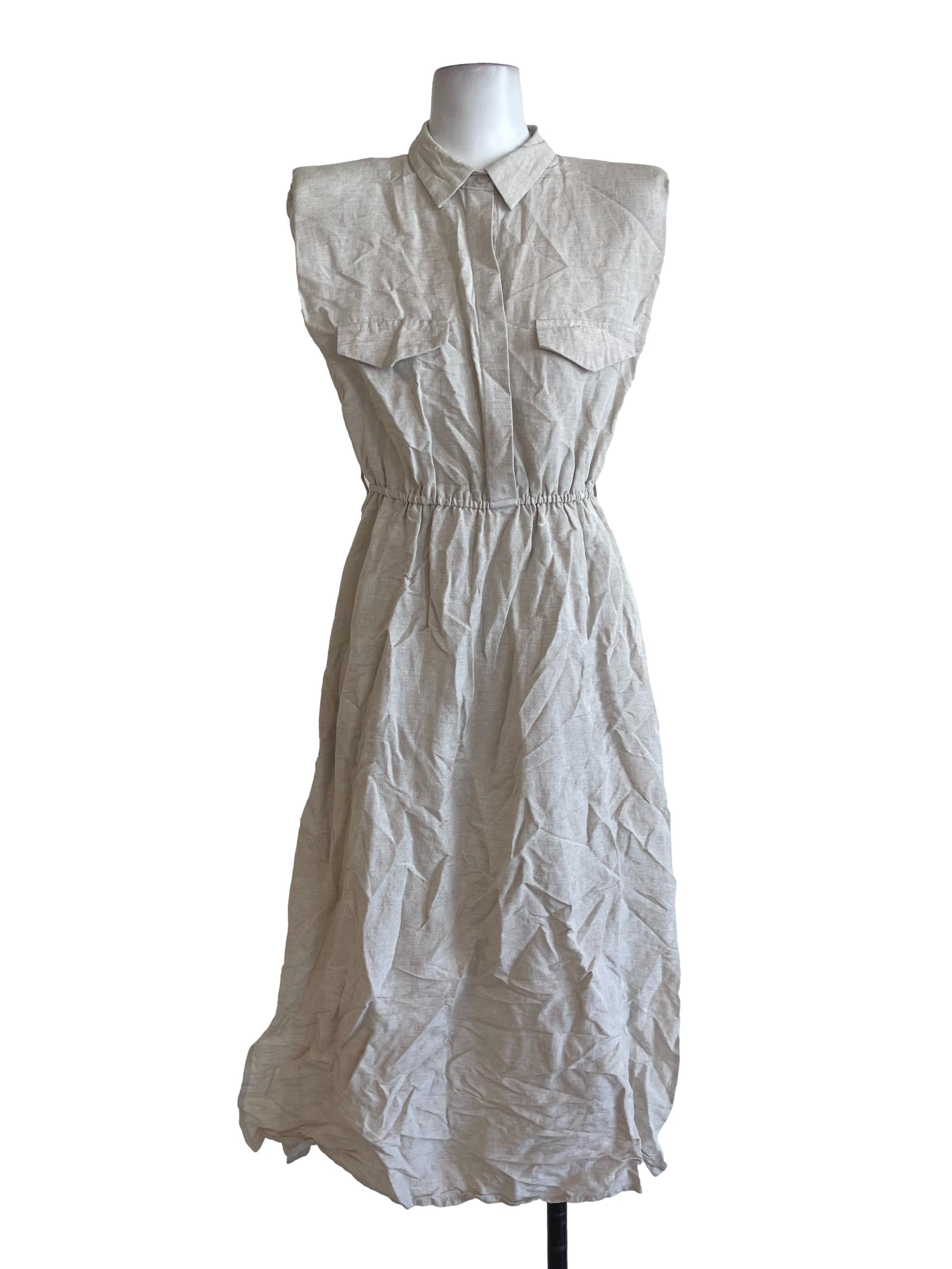 Ash Beige Sleeveless Dress LB