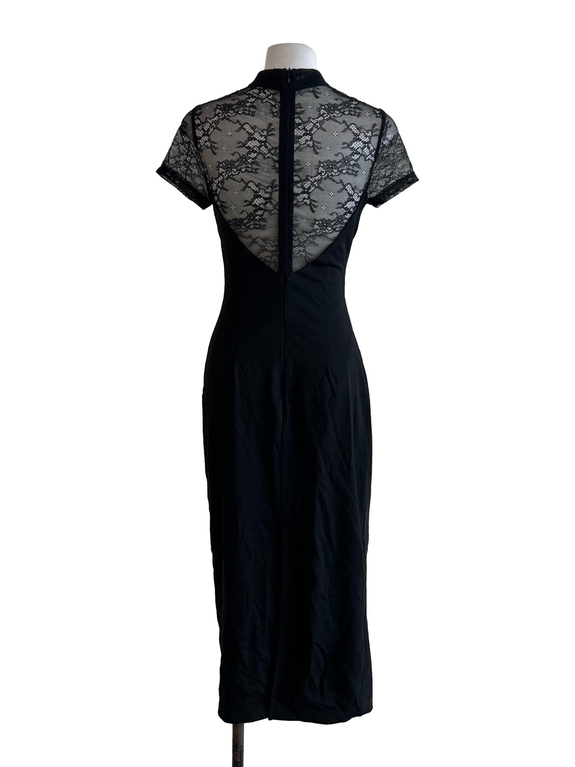 Onyx Black Cheongsam Dress