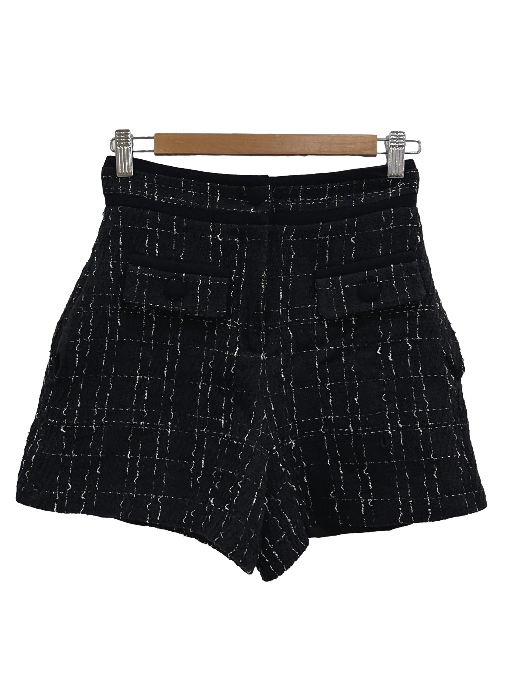 Saturday Club Black Tweed Blend Shorts