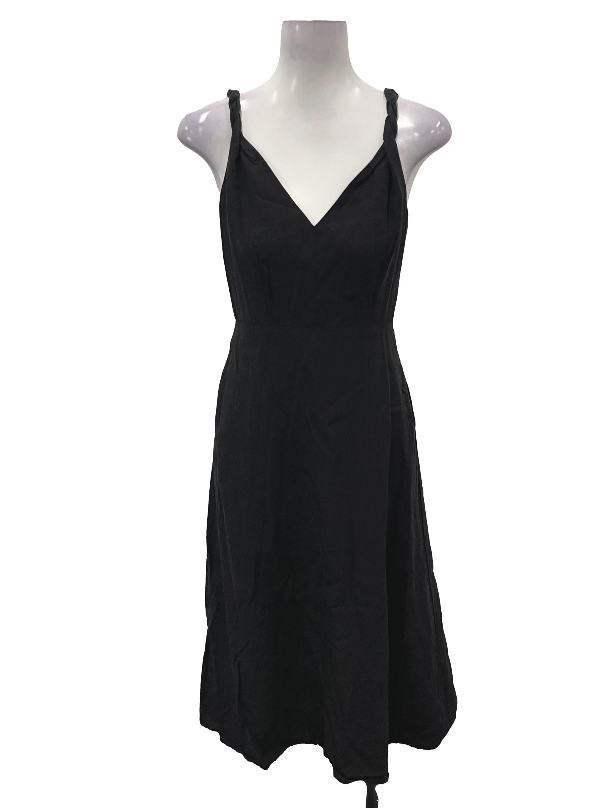 Black Twist Strap V-Neck Sleeveless Dress