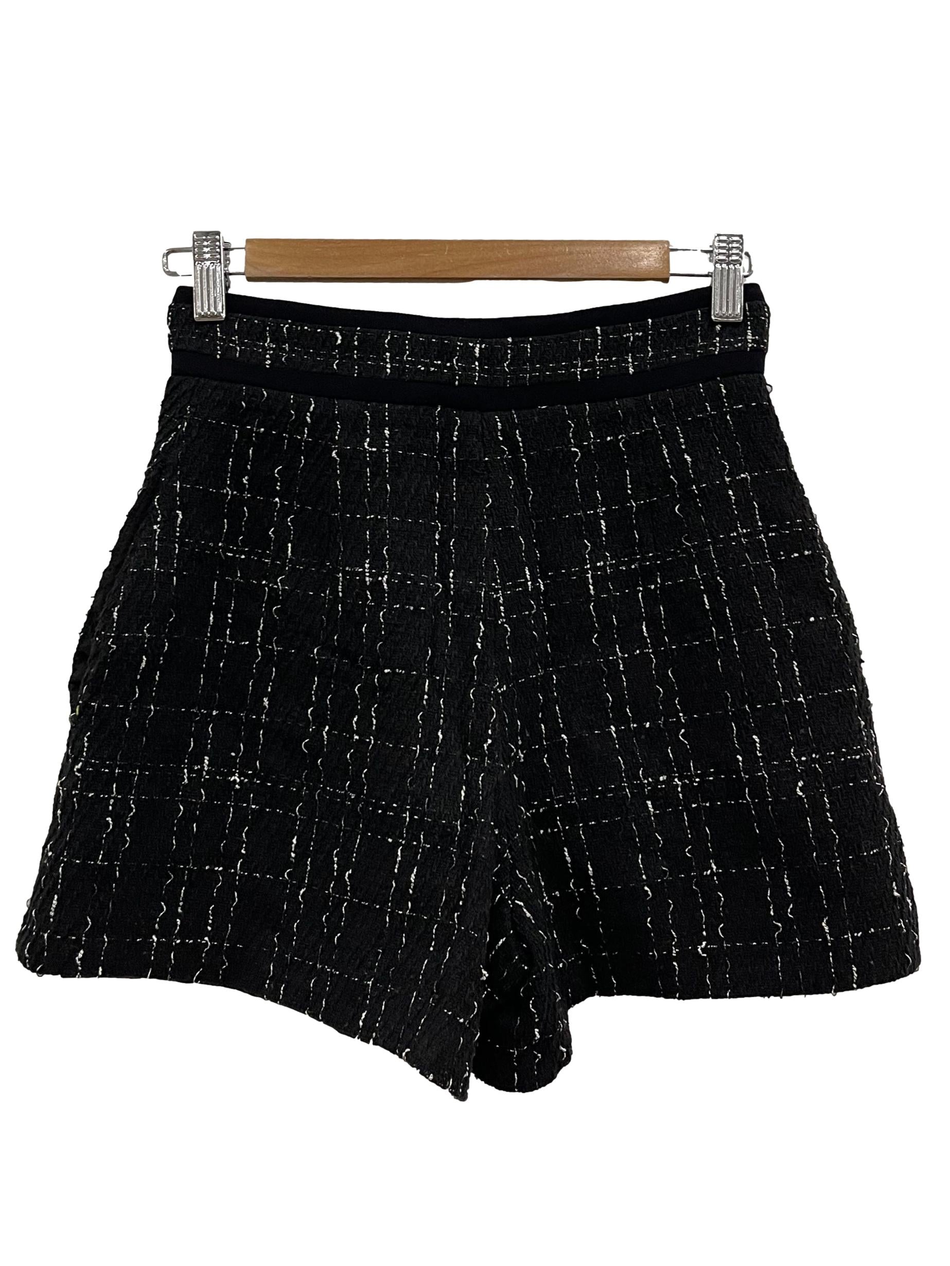 Saturday Club Black Tweed Blend Shorts