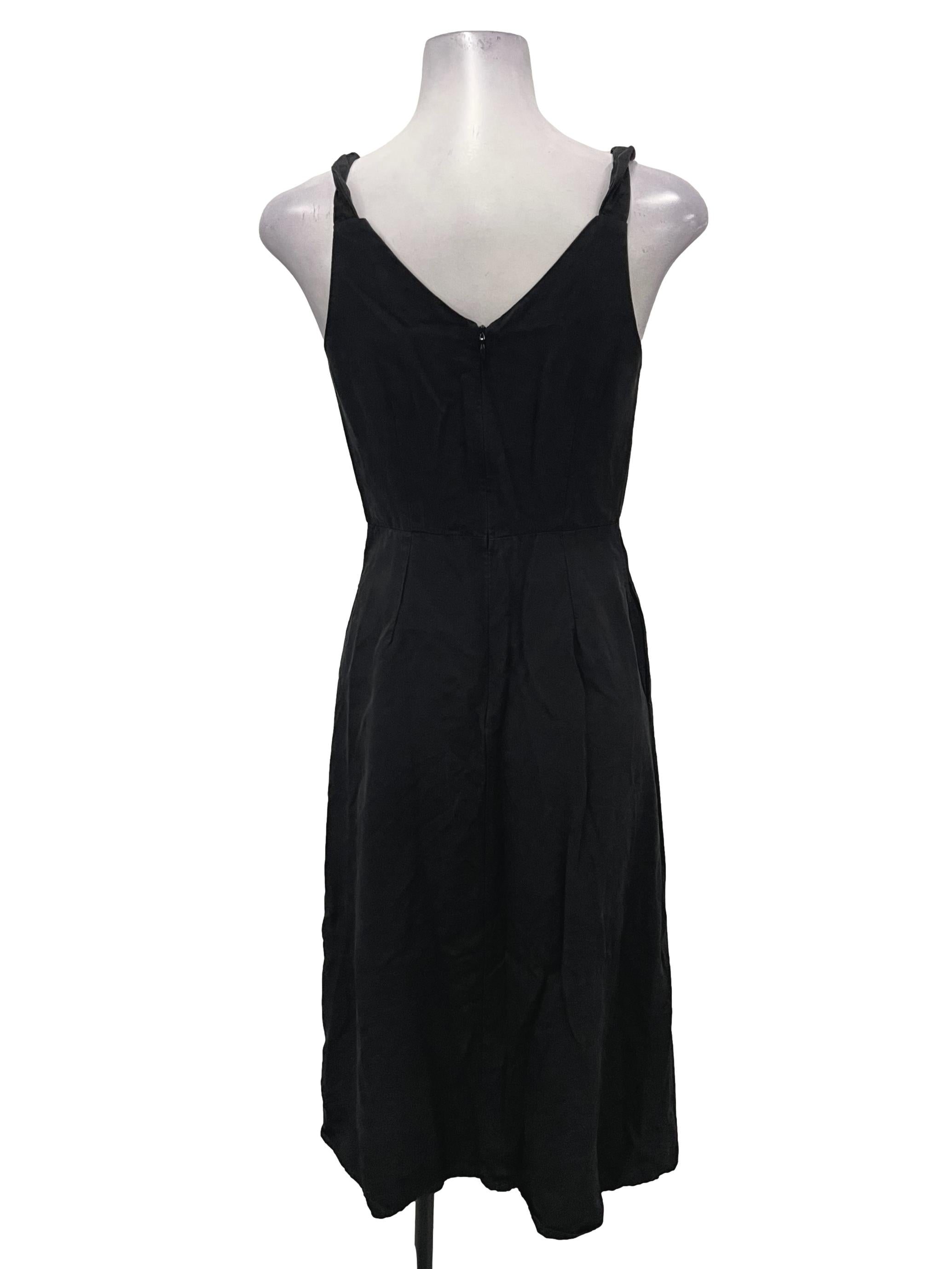 Black Twist Strap V-Neck Sleeveless Dress