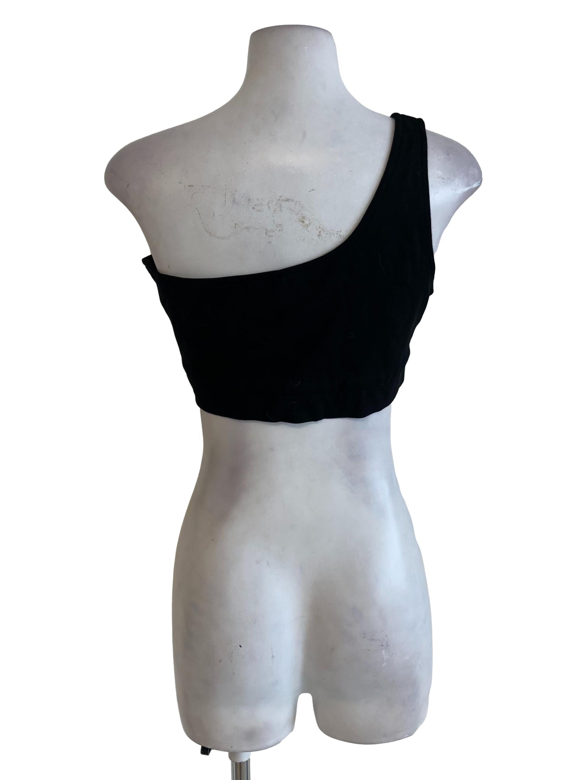 Black One Shoulder Crop Top
