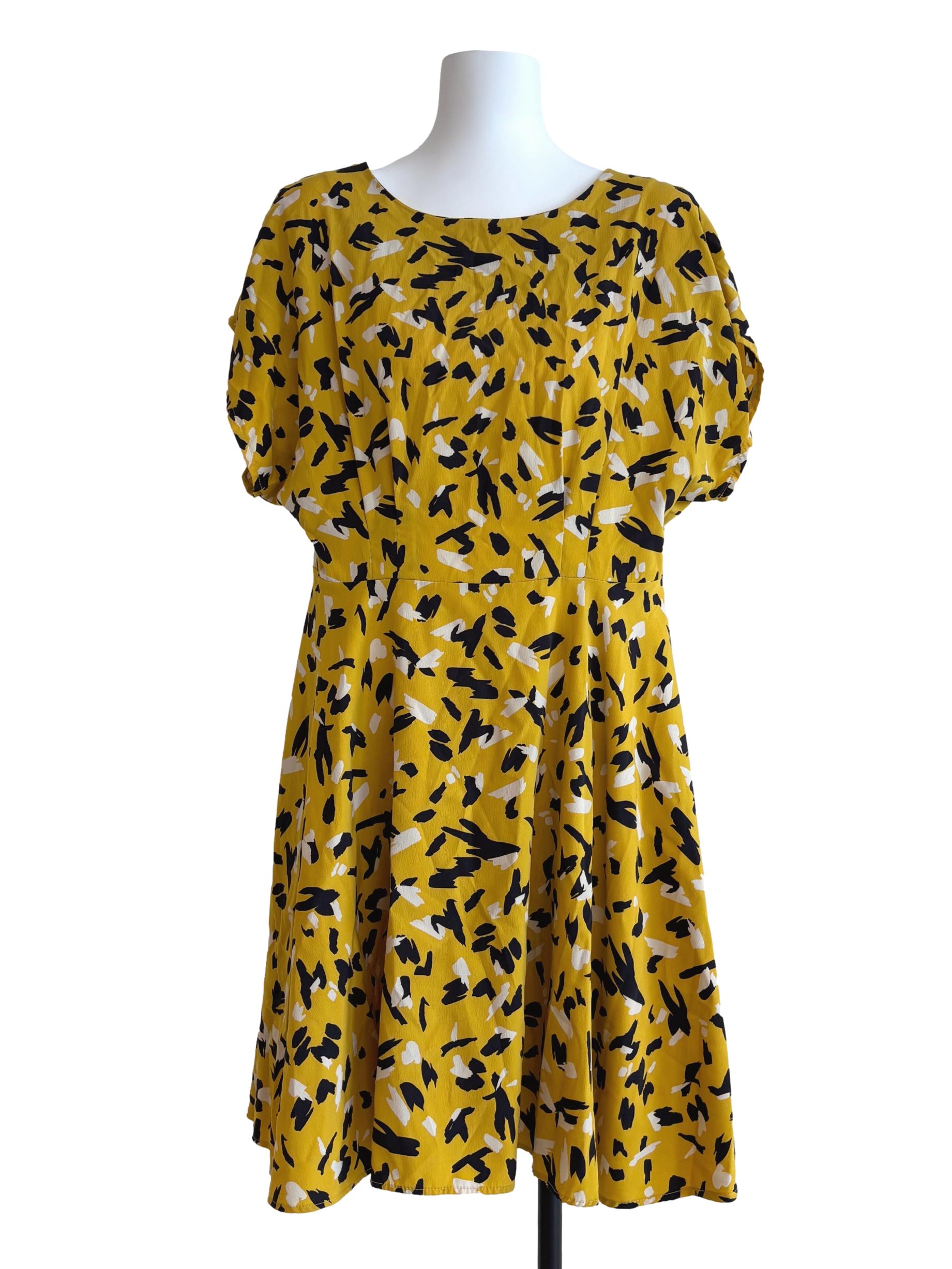 Dandelion Yellow Printed A-Line Dress