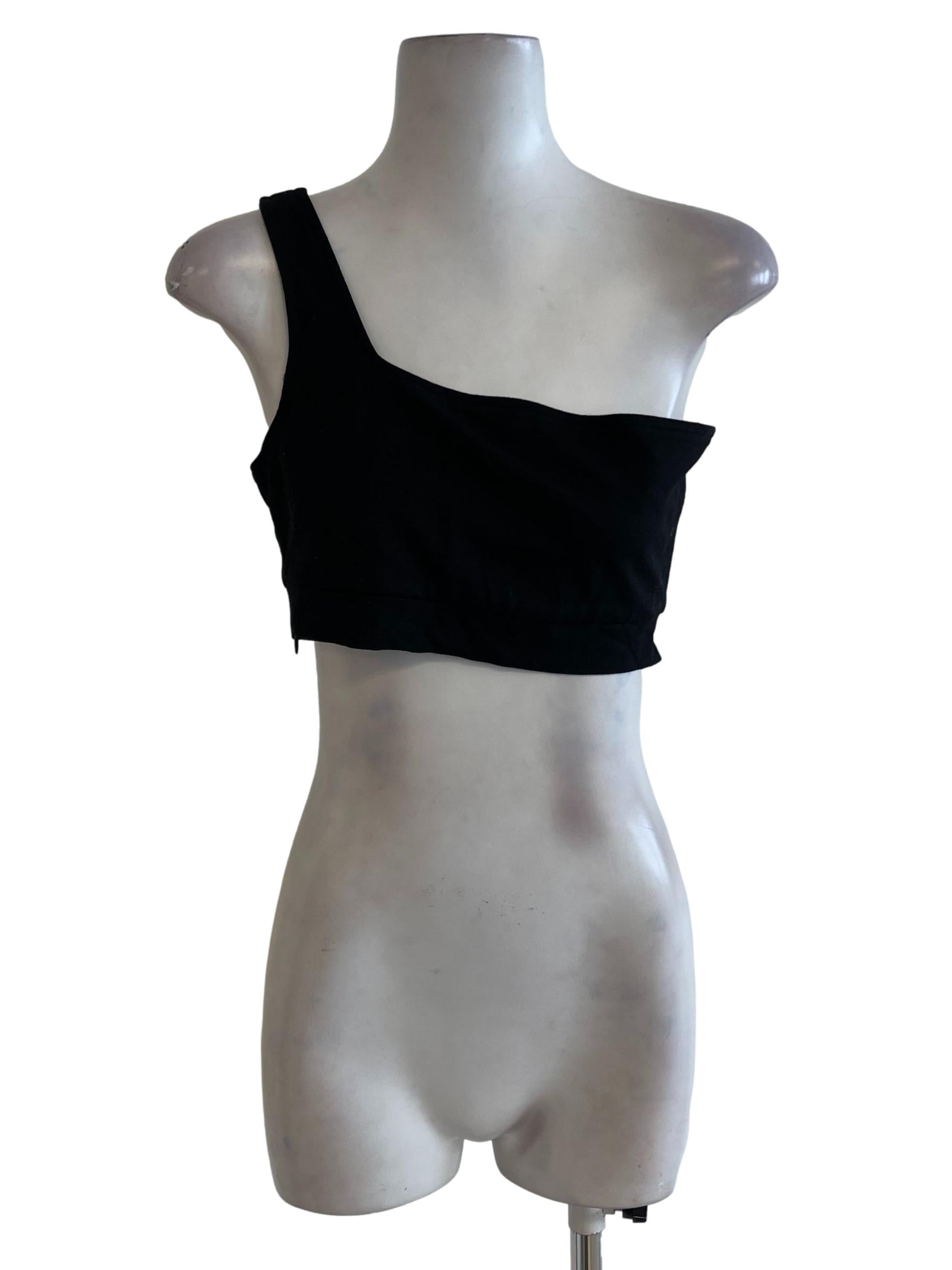 Black One Shoulder Crop Top