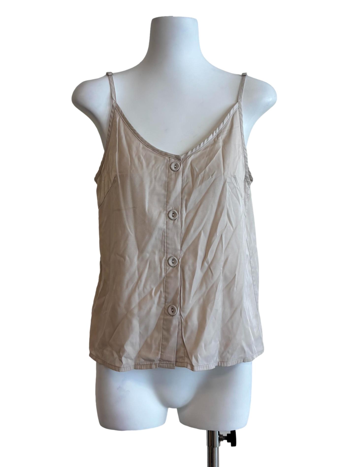 Sand Beige Button Cotton Camisole Top