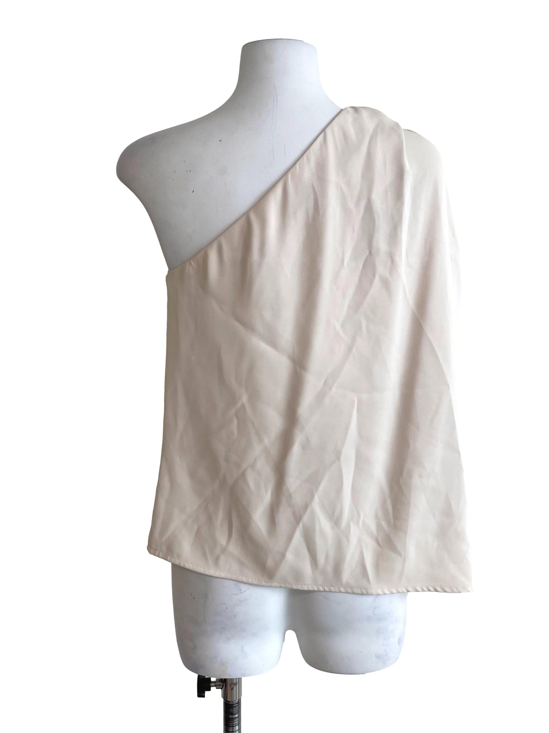 Rice White Ruched Asymmetric Top LB