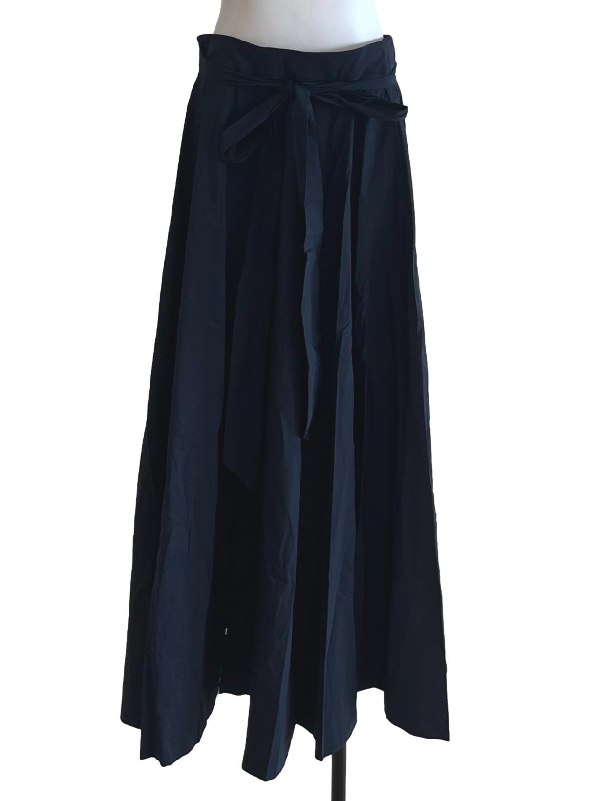 Navy Blue High-Waisted A-Line Skirt