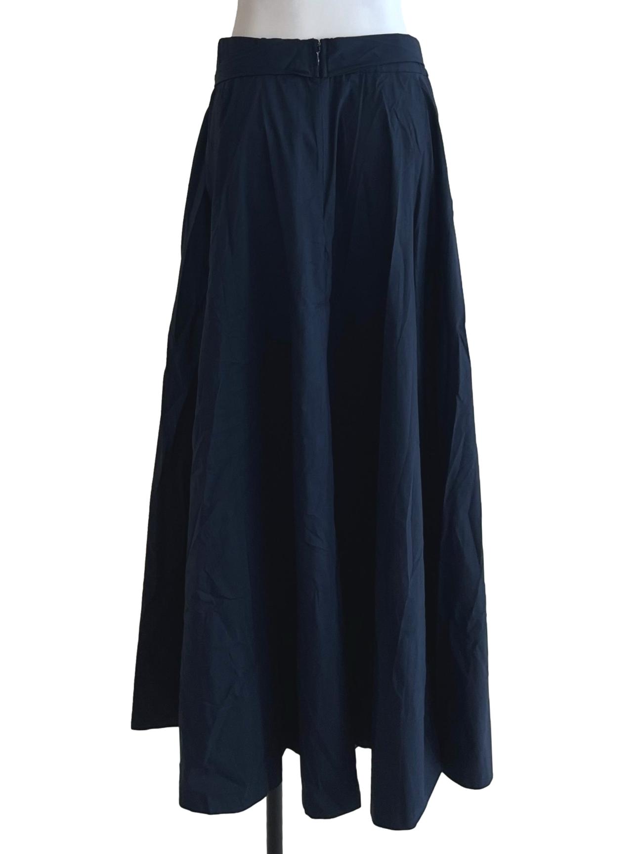 Navy Blue High-Waisted A-Line Skirt
