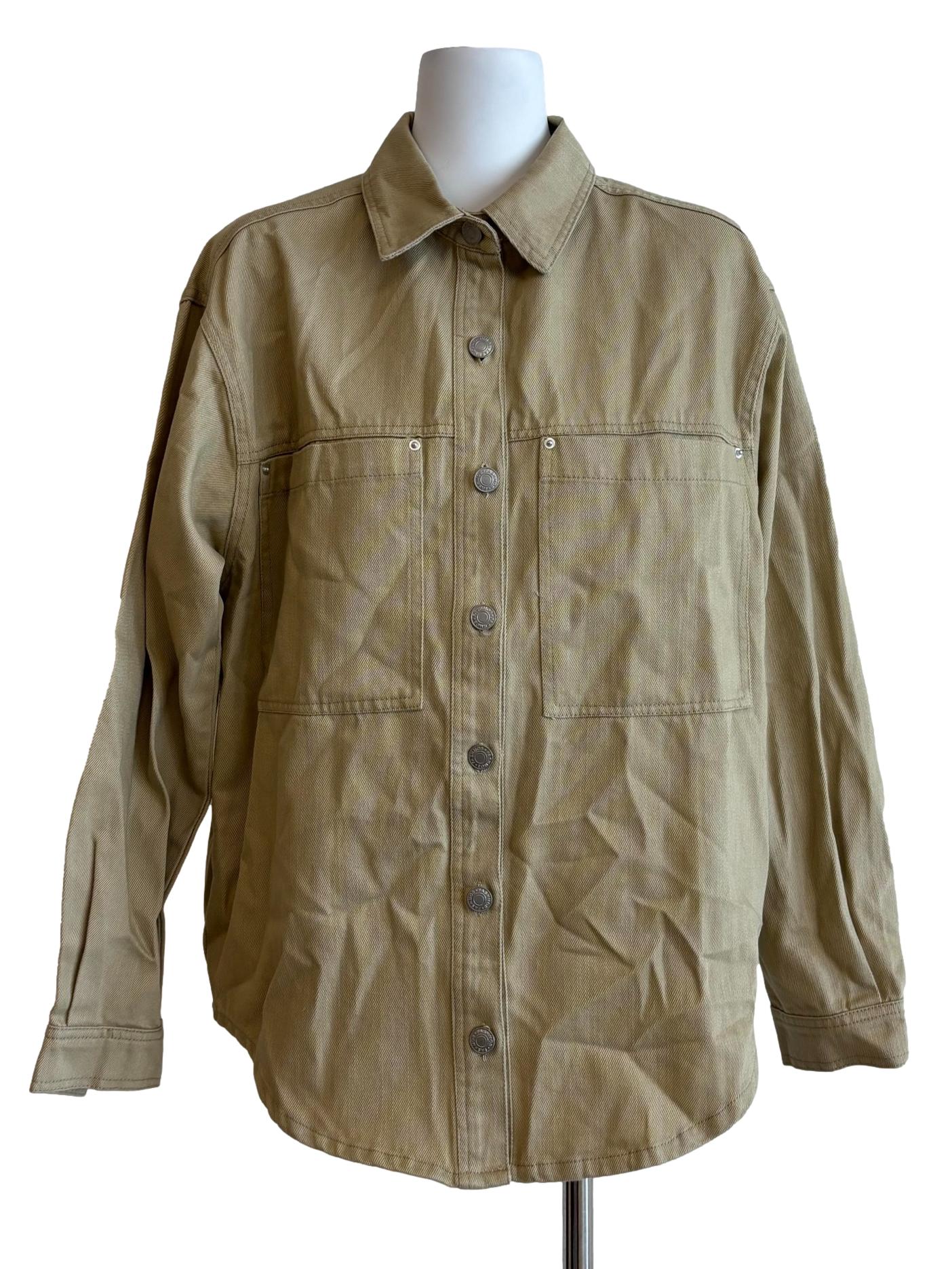 Buff Brown Cotton Denim Top