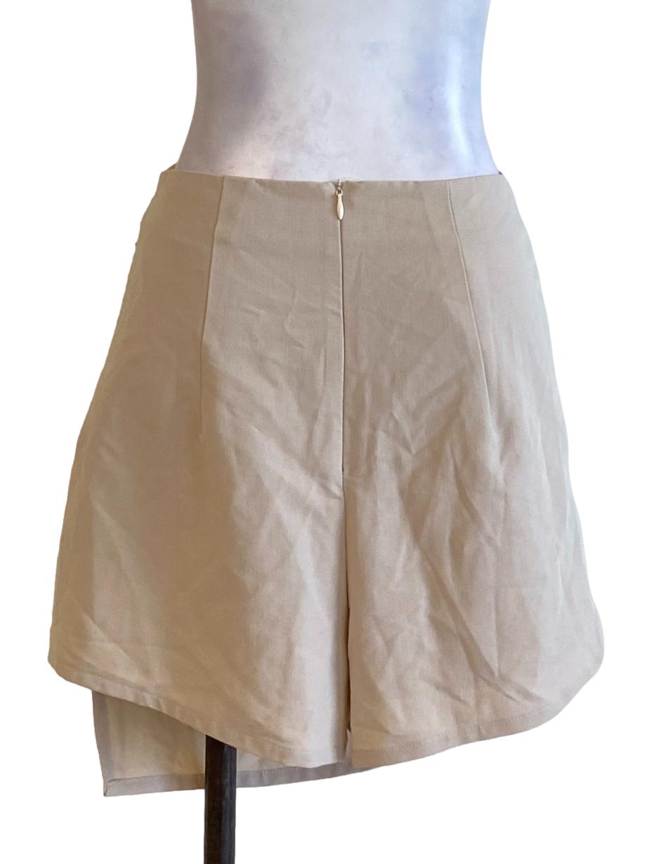 Beige Brown Wrap Mini Pencil Skort