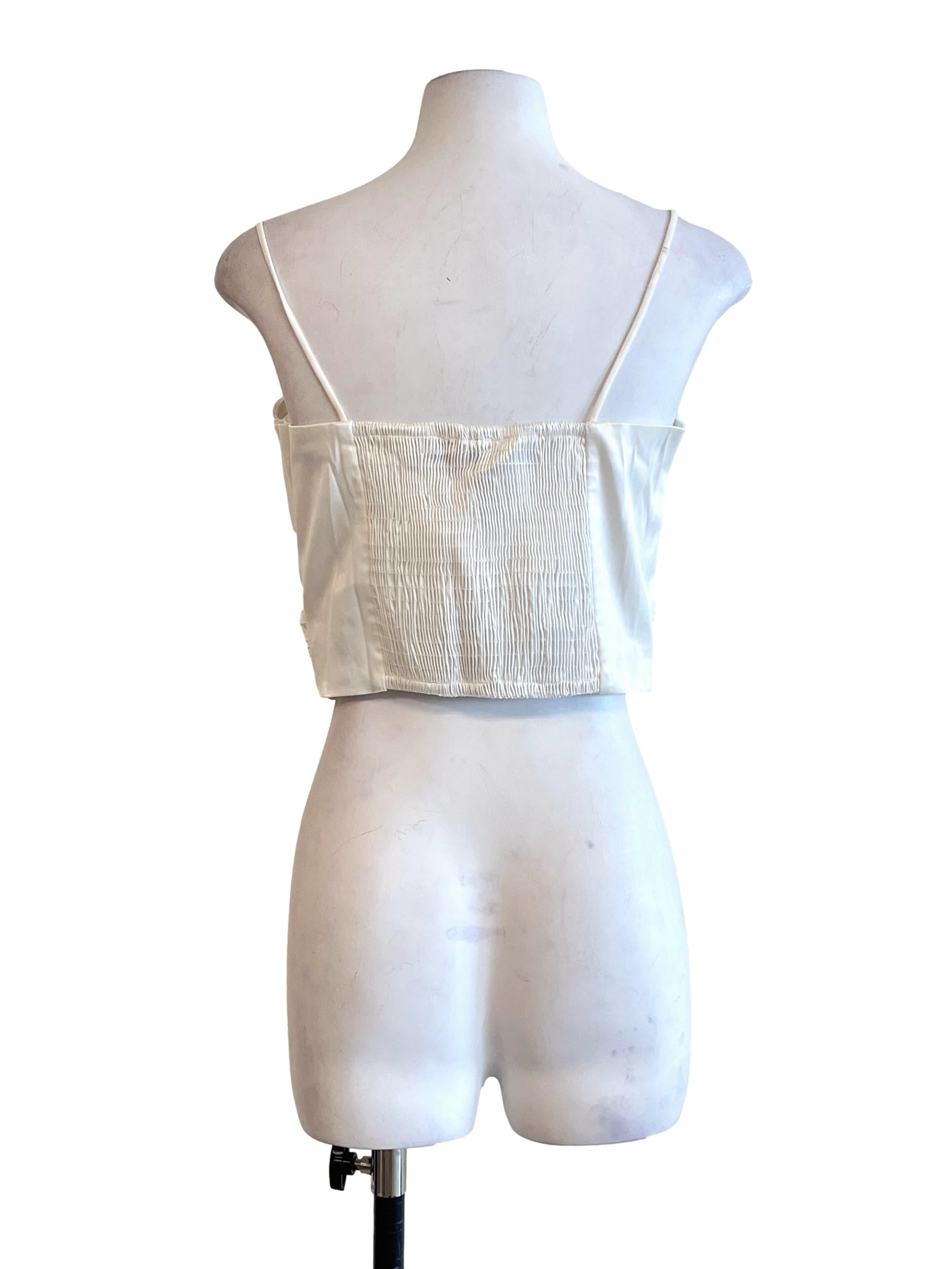 Chiffon White Spaghetti Strap Sleeveless Top