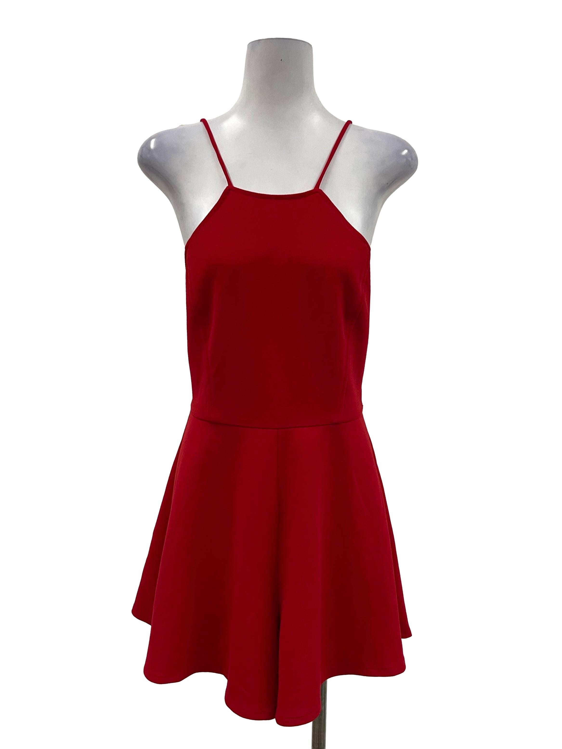 Hervelvetvase Bright Red Halter Romper