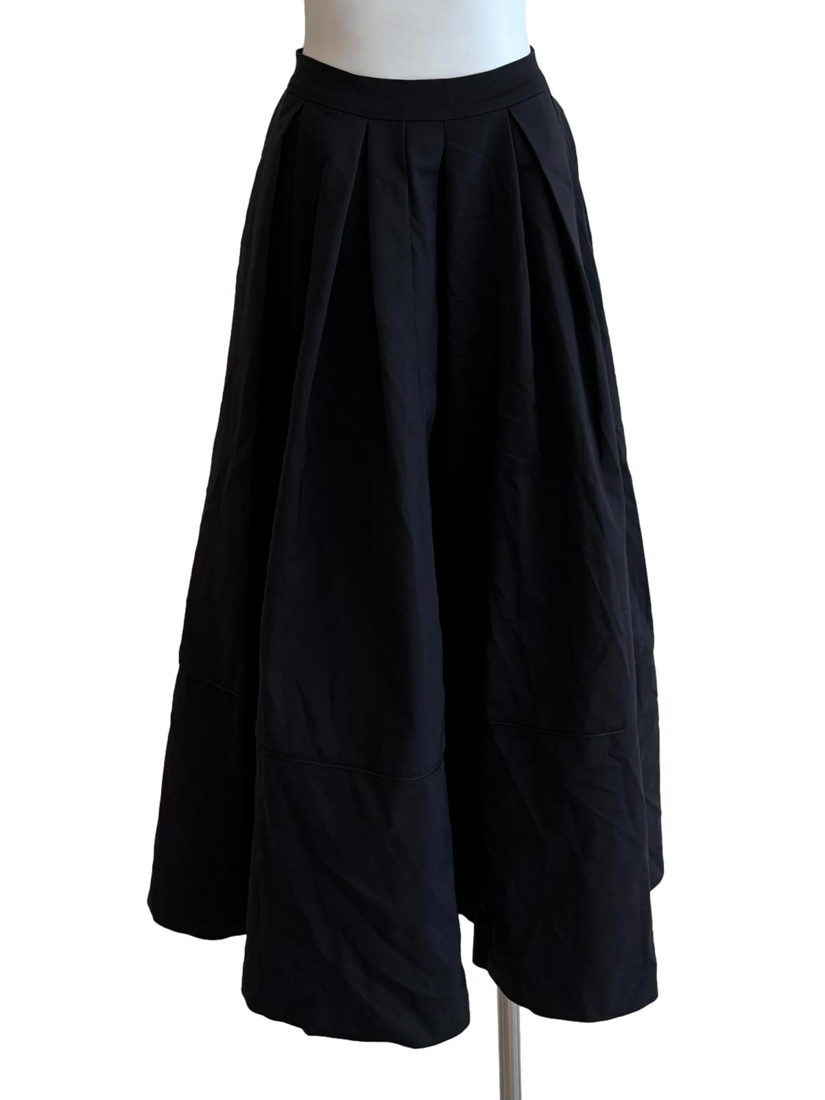 Soft Black Pleated Flare Skirt
