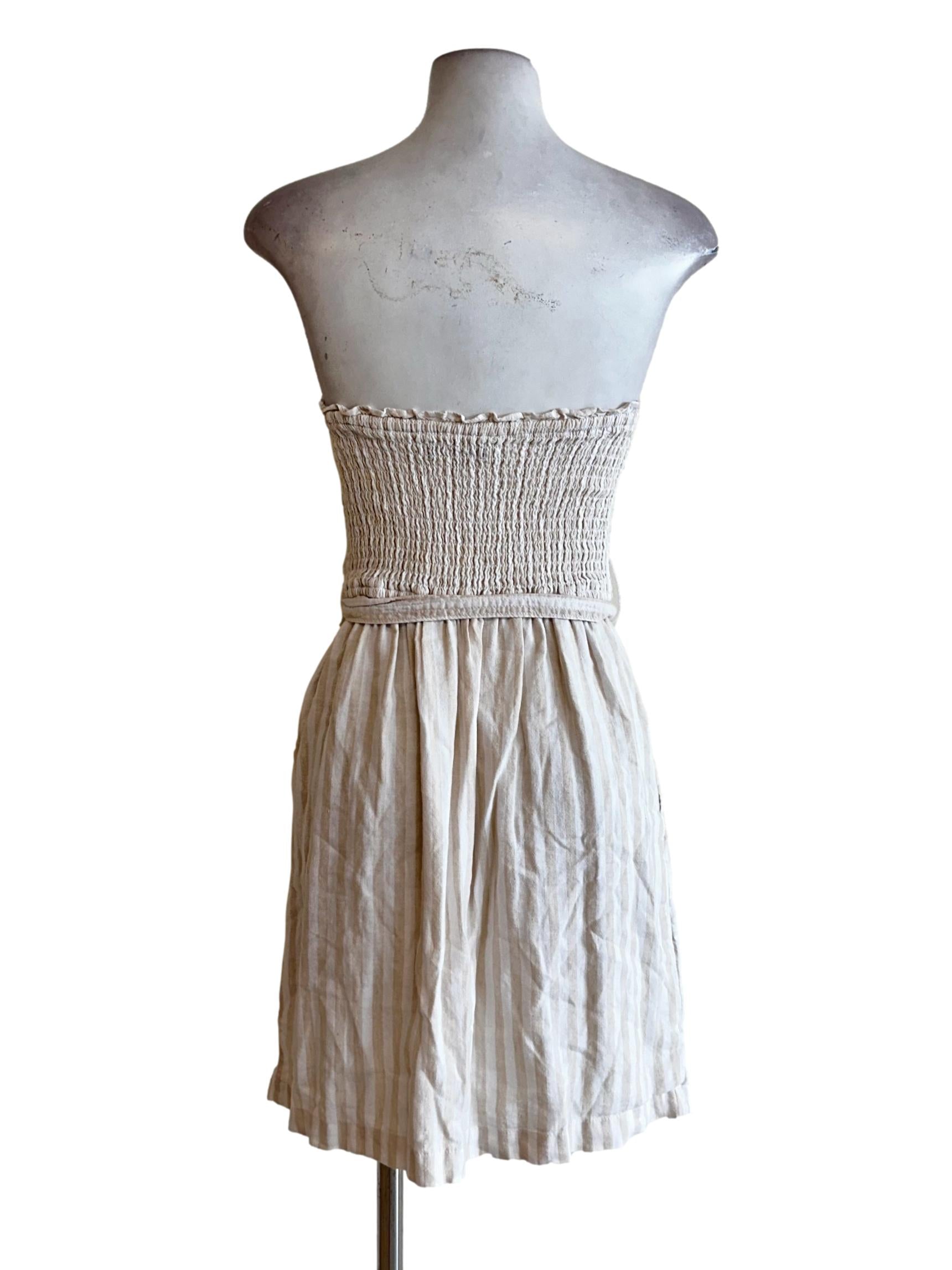 Eggnog Beige Textured Pattern Sleeveless Dress