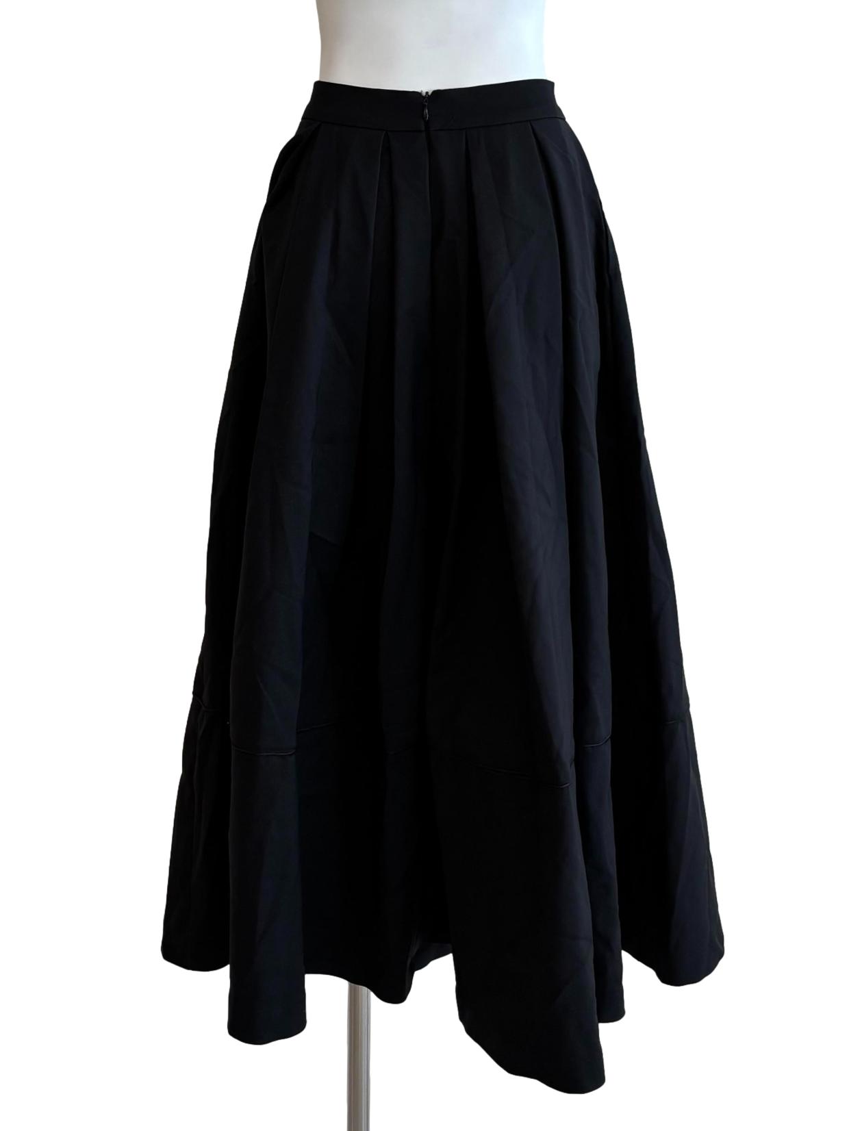 Soft Black Pleated Flare Skirt