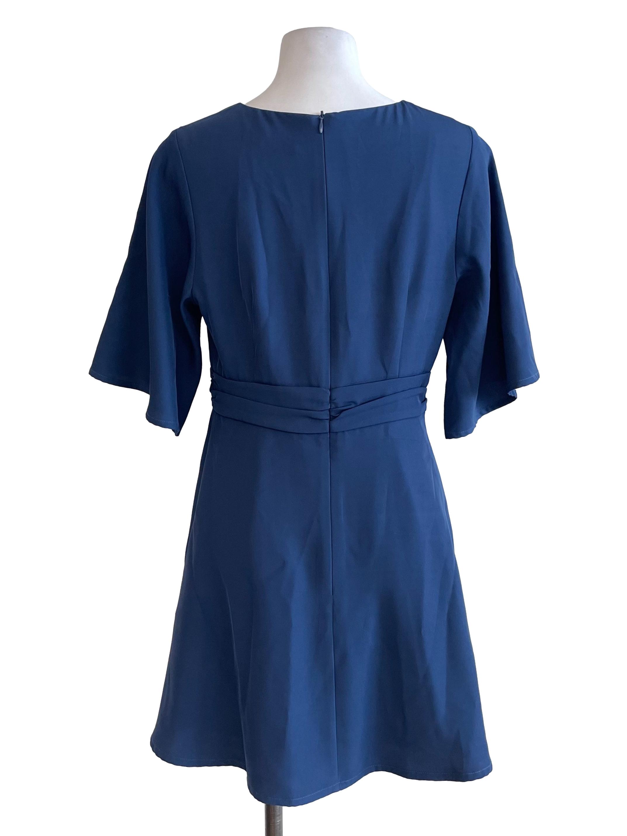 Dark Blue V Neck Dress