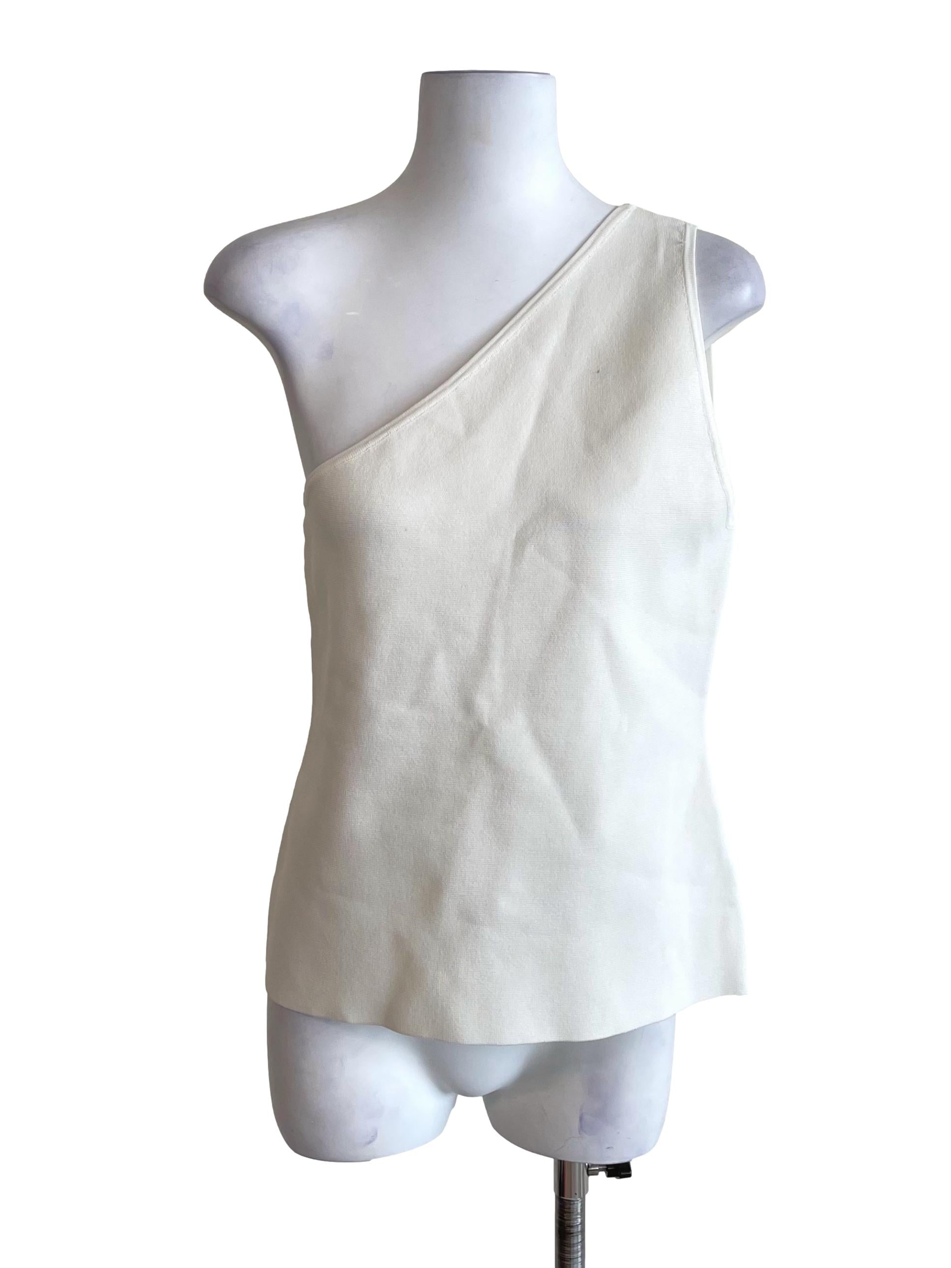 White Asymmetric Knit Top LB